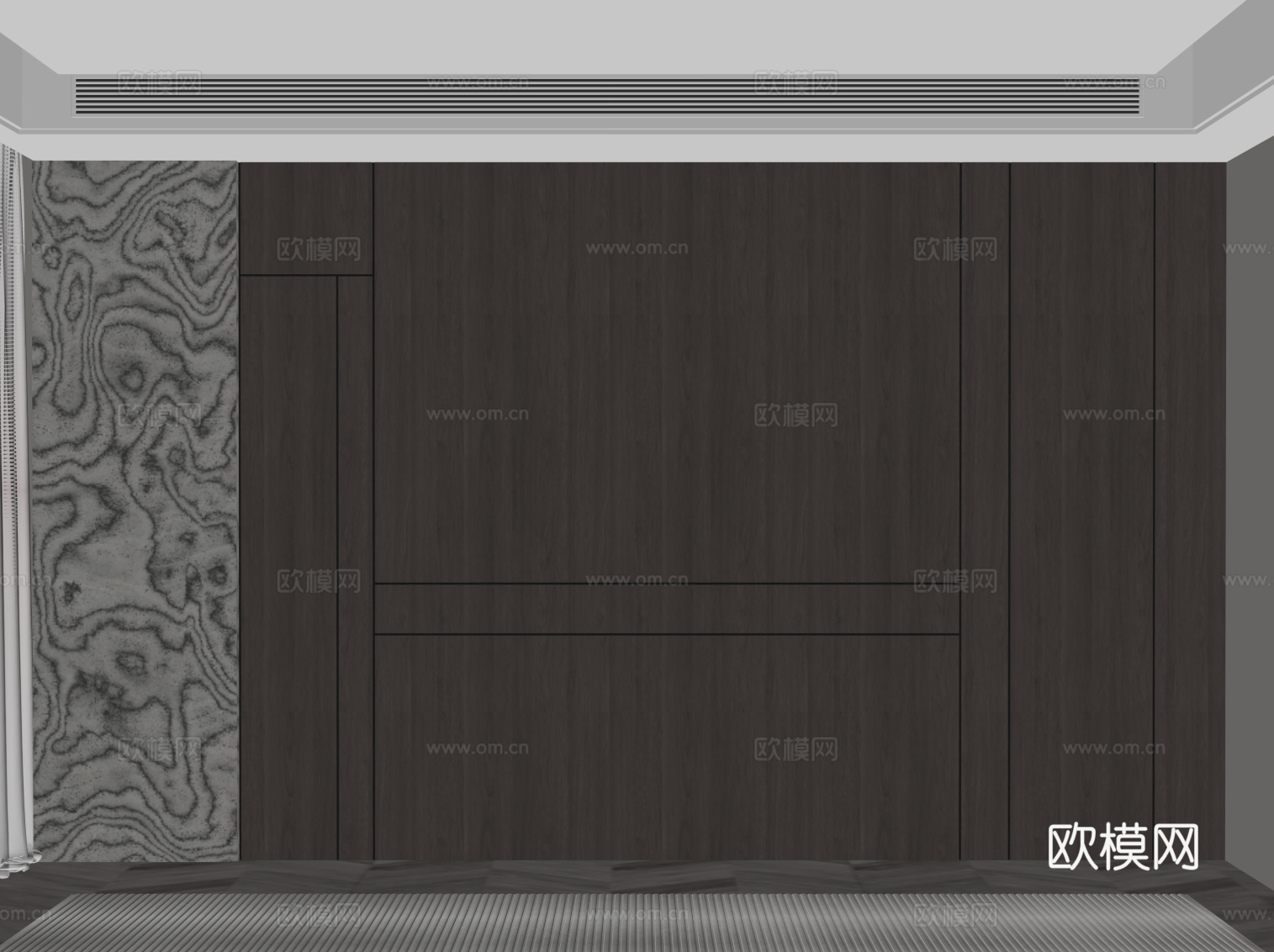 现代意式背景墙 床头背景墙su模型