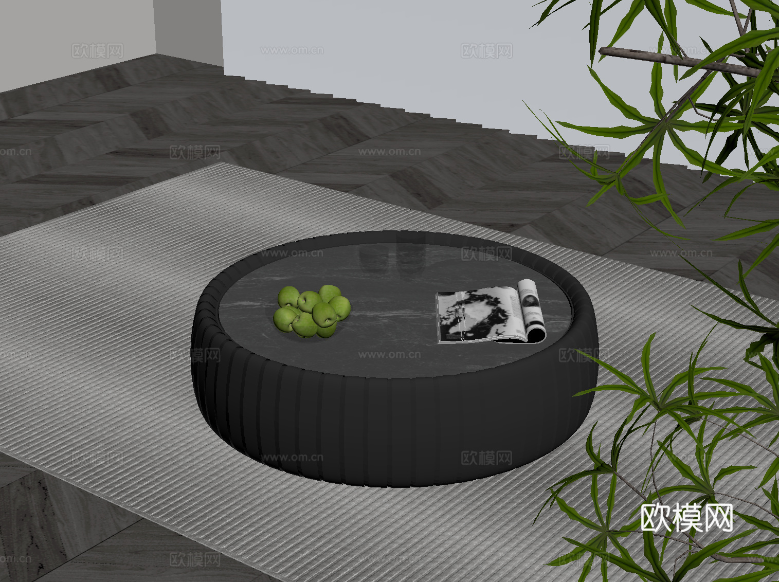 现代茶几 圆形茶几su模型