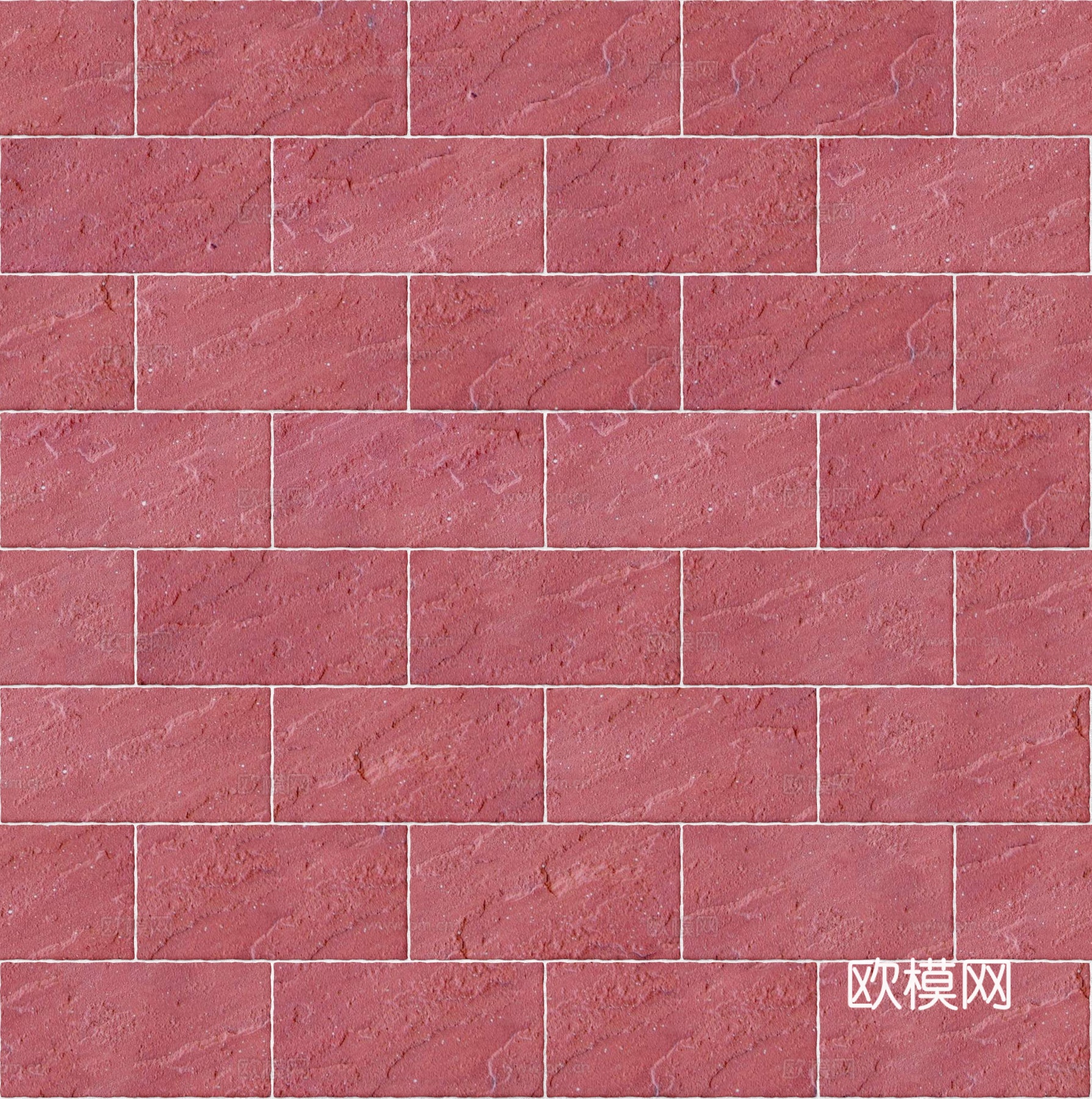 暗红色红色砂岩石板-矩形错缝-横向40