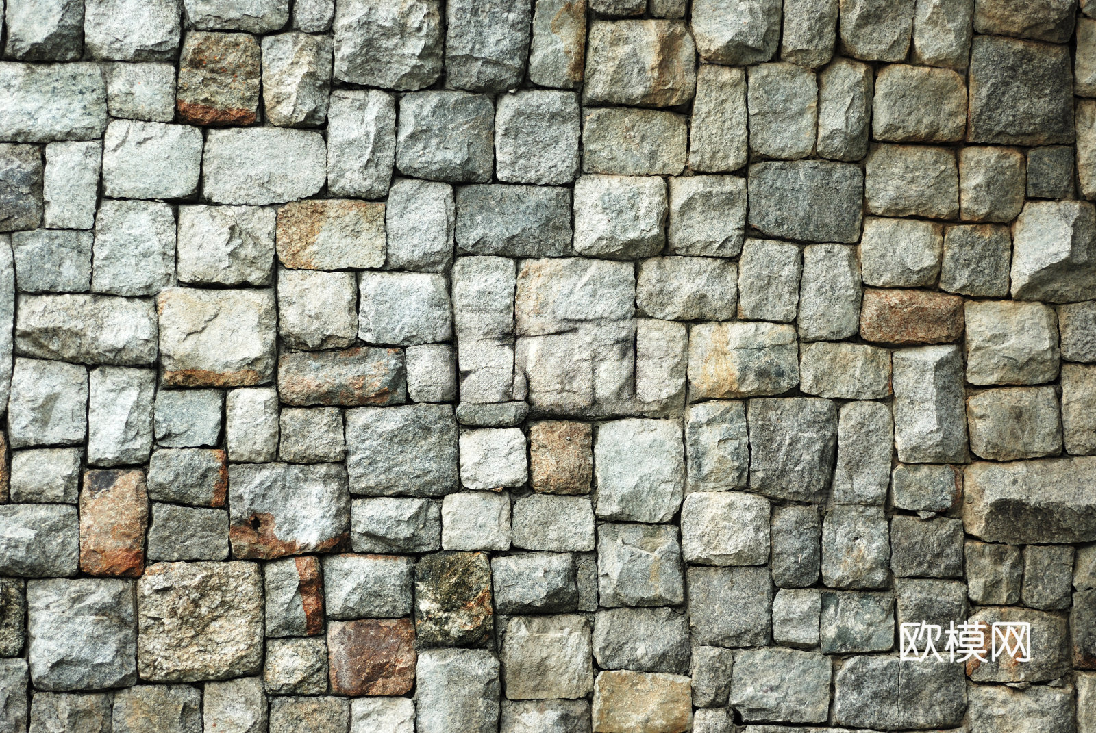 规则矩形形态干垒石，毛石墙面40