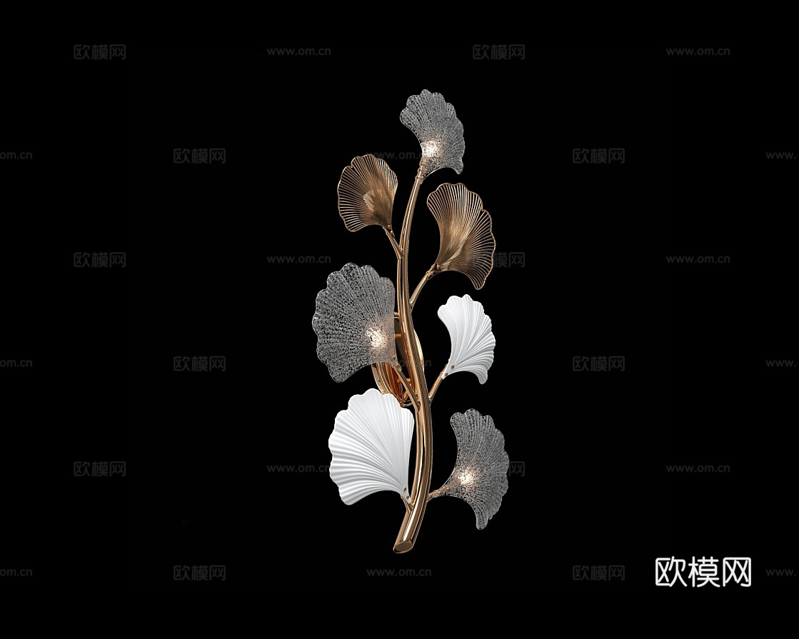 Cloyd 轻奢叶子壁灯3d模型下载（渲染图2）