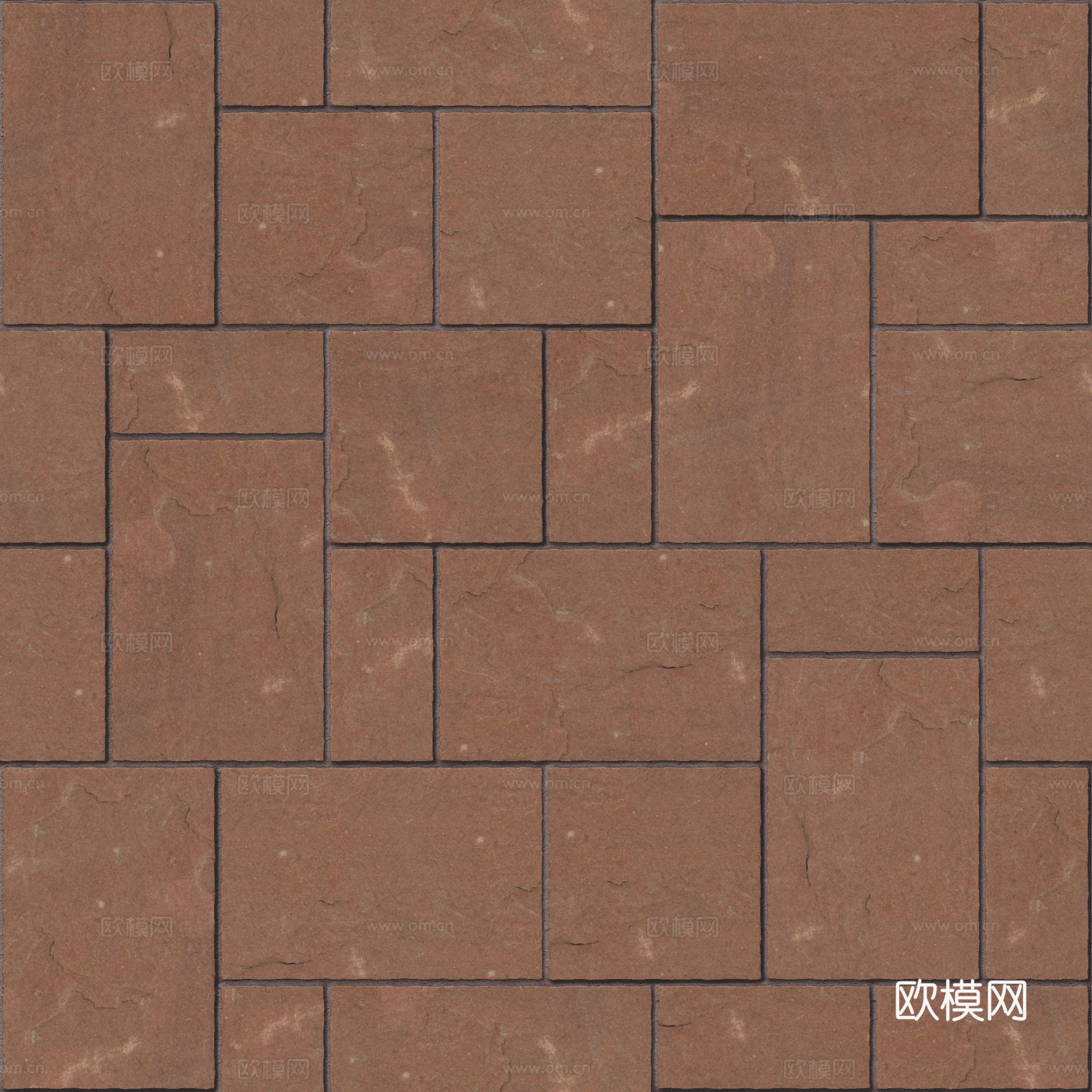 暗红色红色砂岩石板-大小错拼错缝7