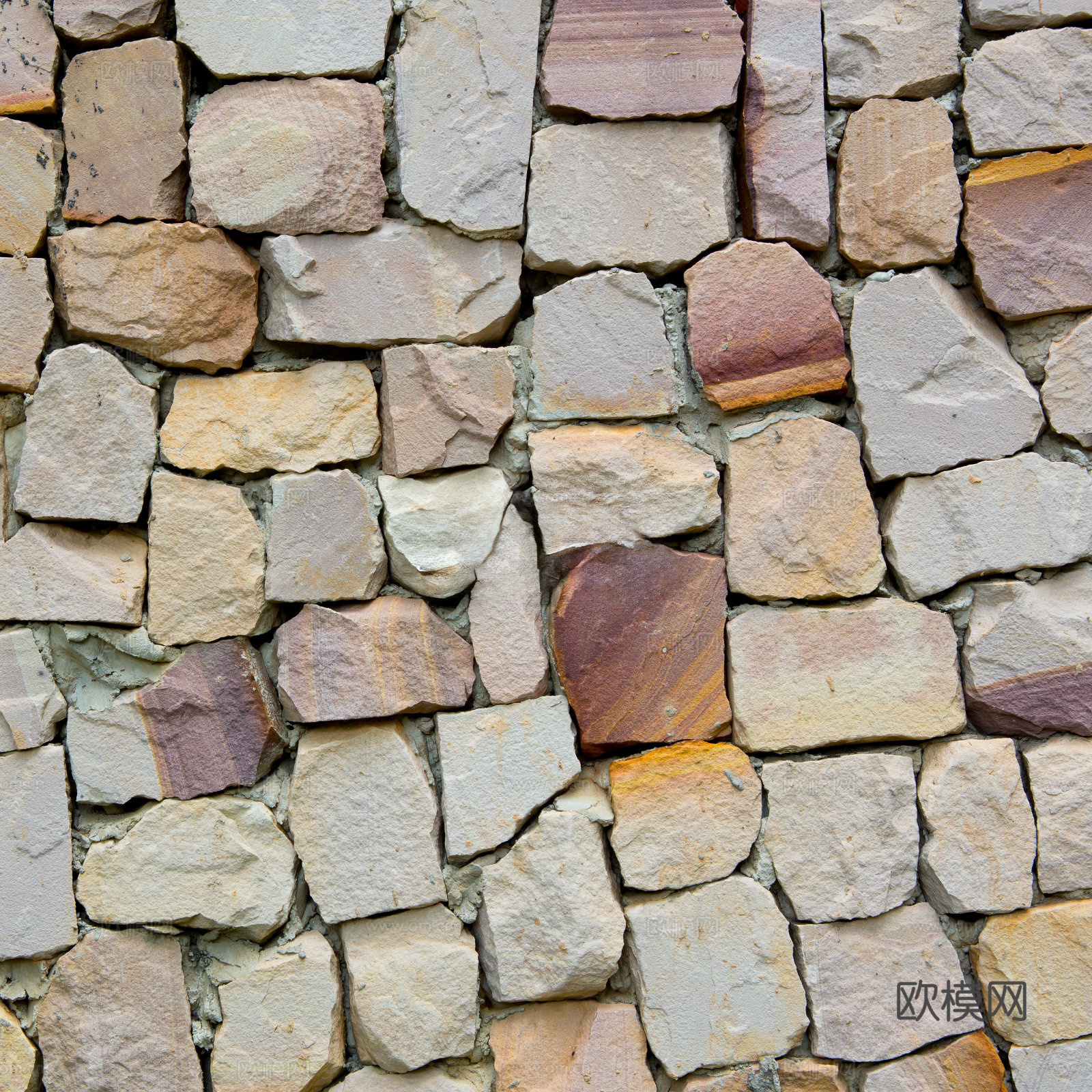 规则自然形态干垒石，毛石墙面50