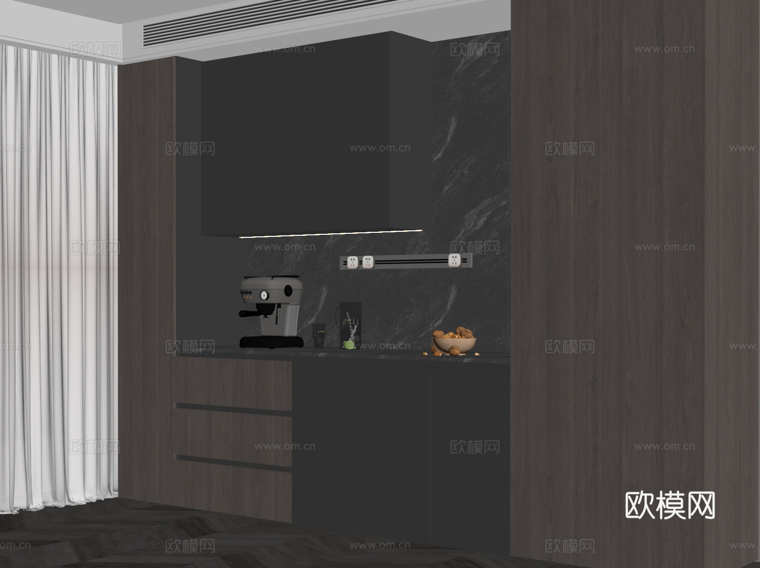 现代意式餐边柜su模型