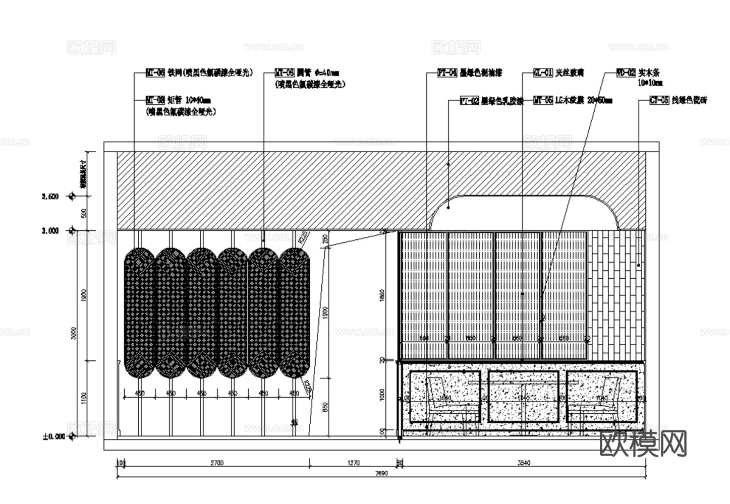 8套茶餐厅室内装饰装修CAD施工图效果图cad施工图