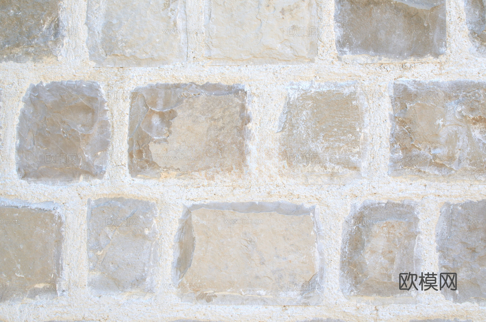 规则矩形形态干垒石，毛石墙面30