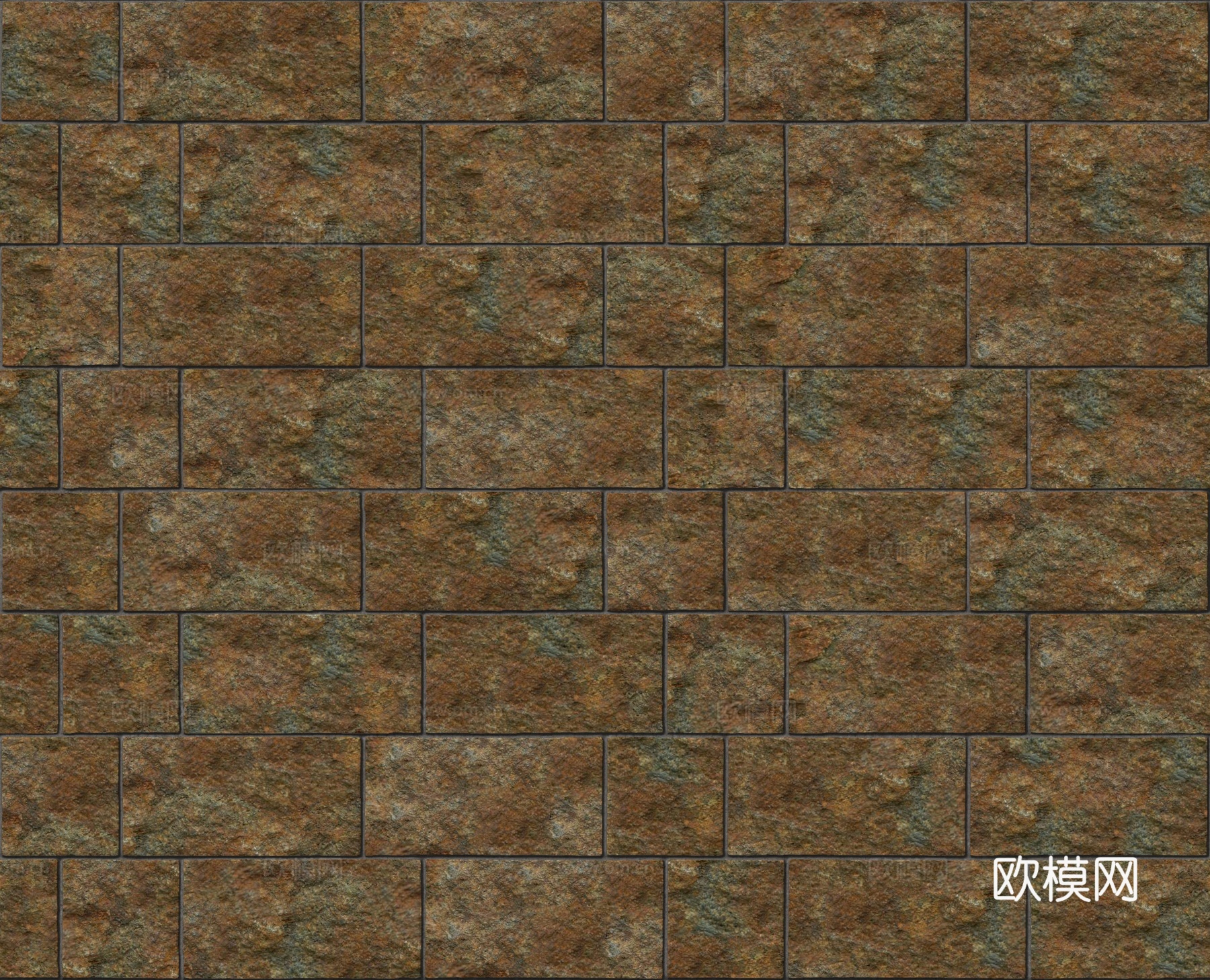 暗红色红色砂岩石板-宽窄间隔错缝26