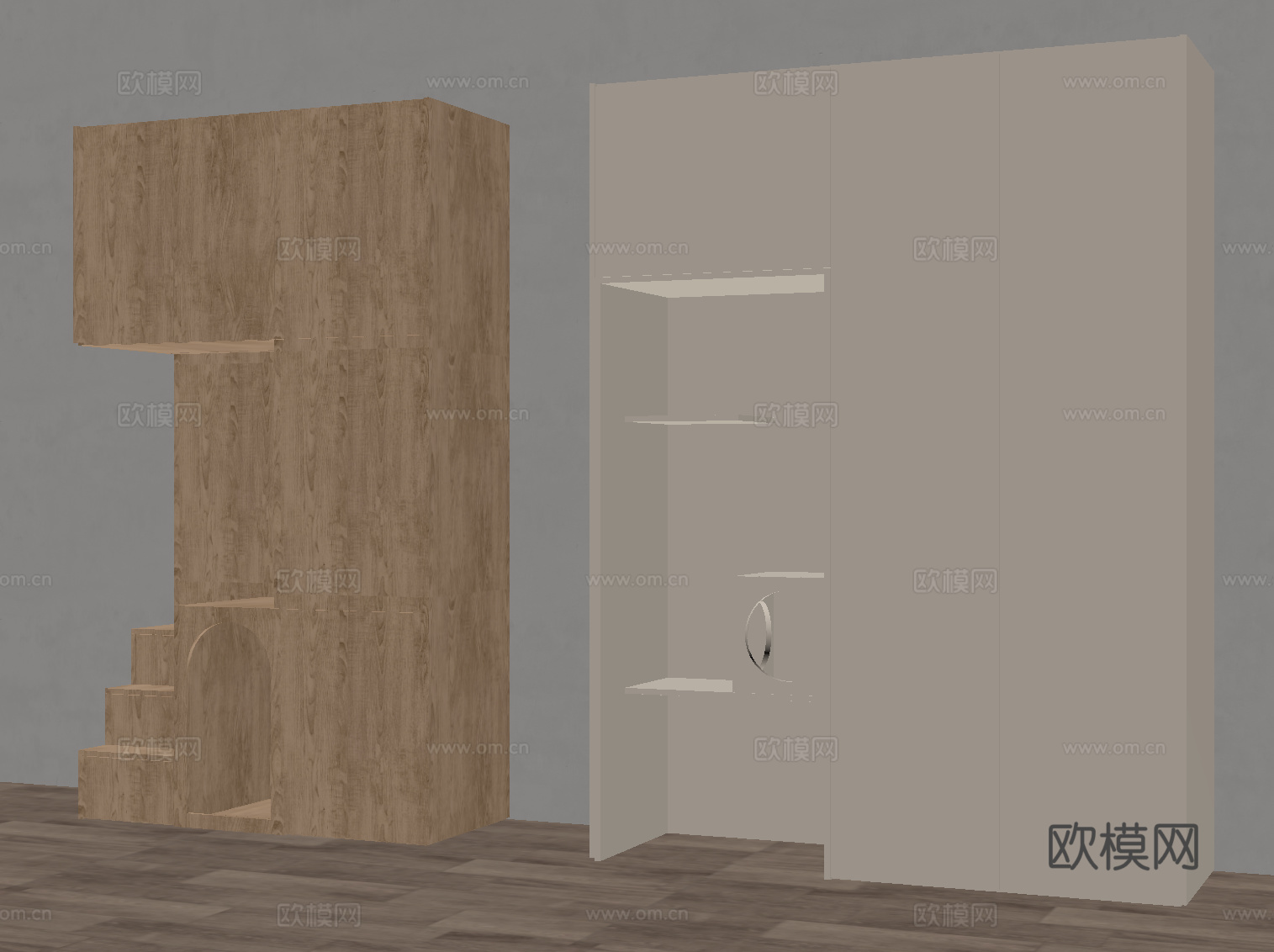 现代宠物柜 猫爬架su模型