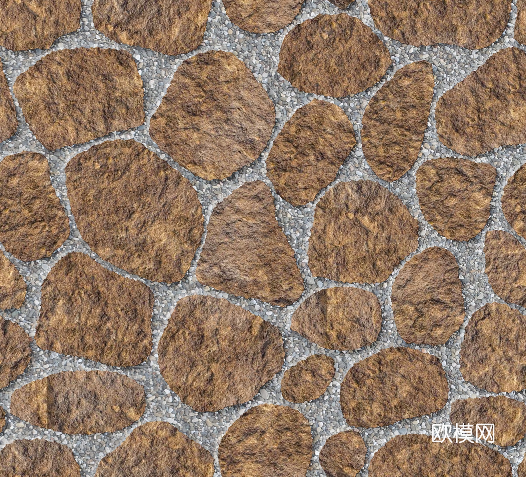 红色砂岩石材铺地-卵形石材铺地-石材嵌鹅卵石铺地2