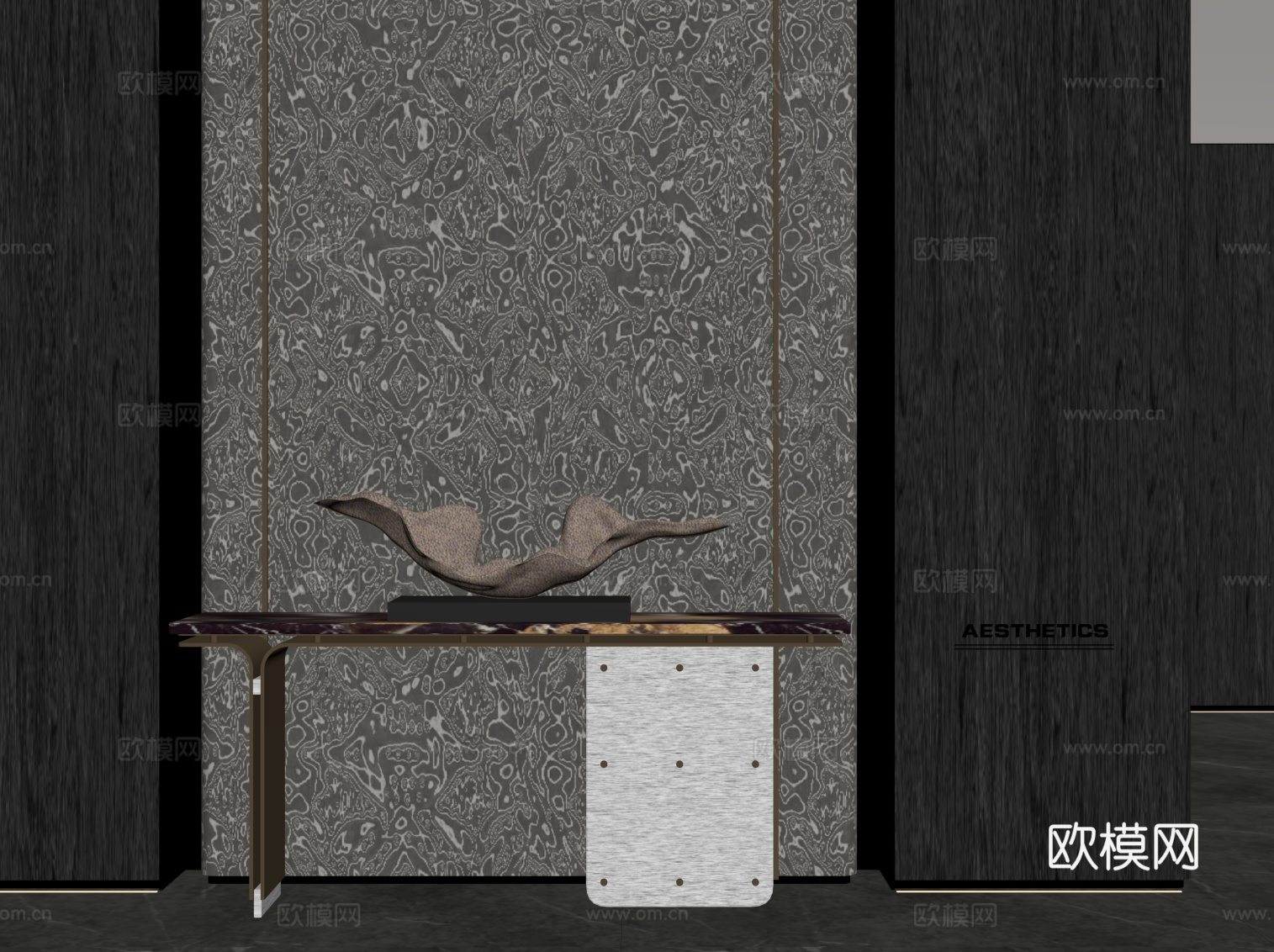 现代玄关 条案 边几su模型