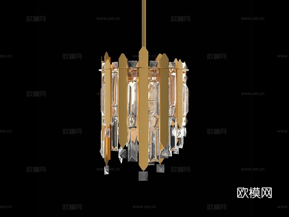 Cloyd 轻奢吊灯3d模型下载（渲染图2）