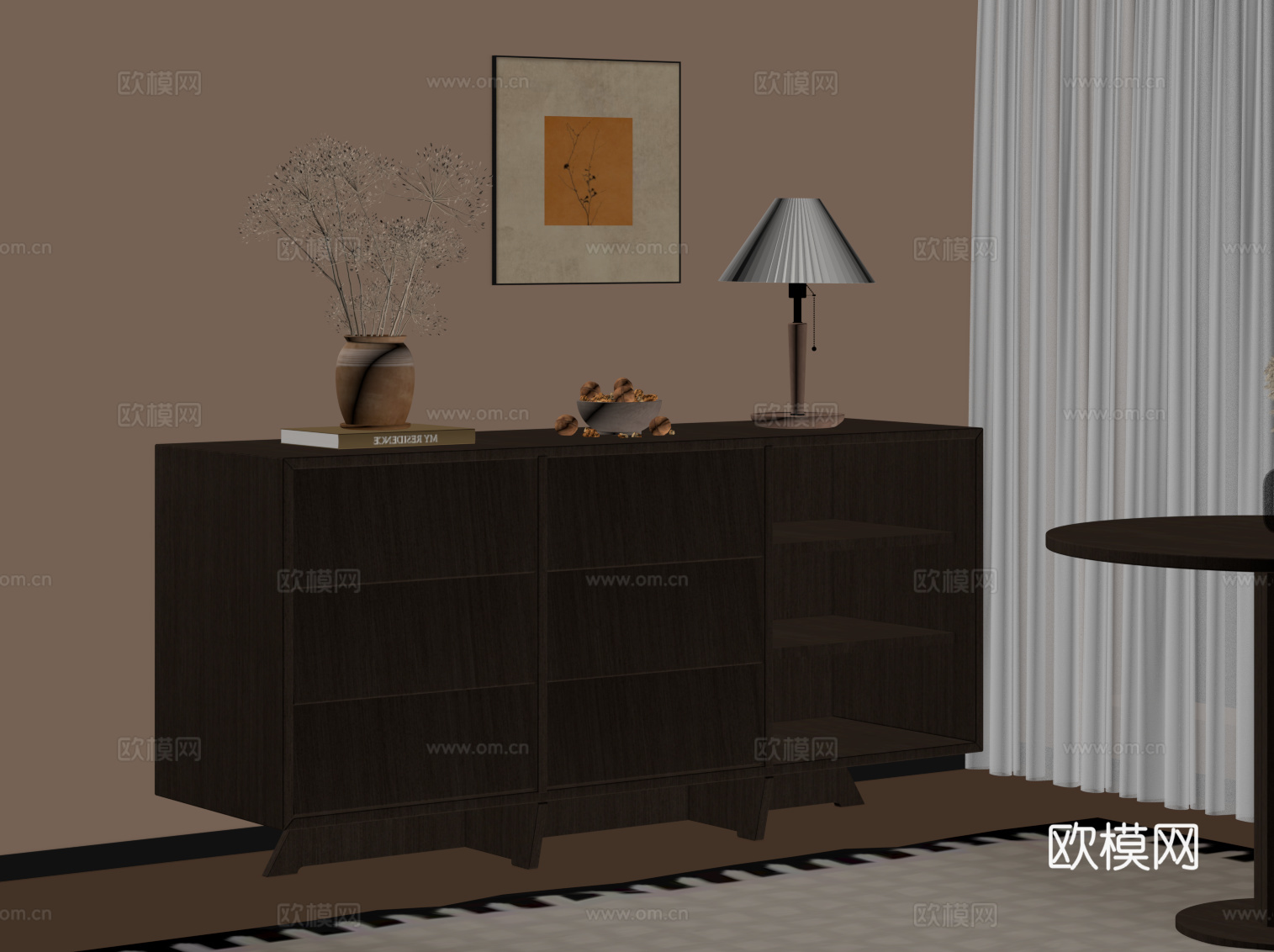 中古风玄关柜 边柜su模型