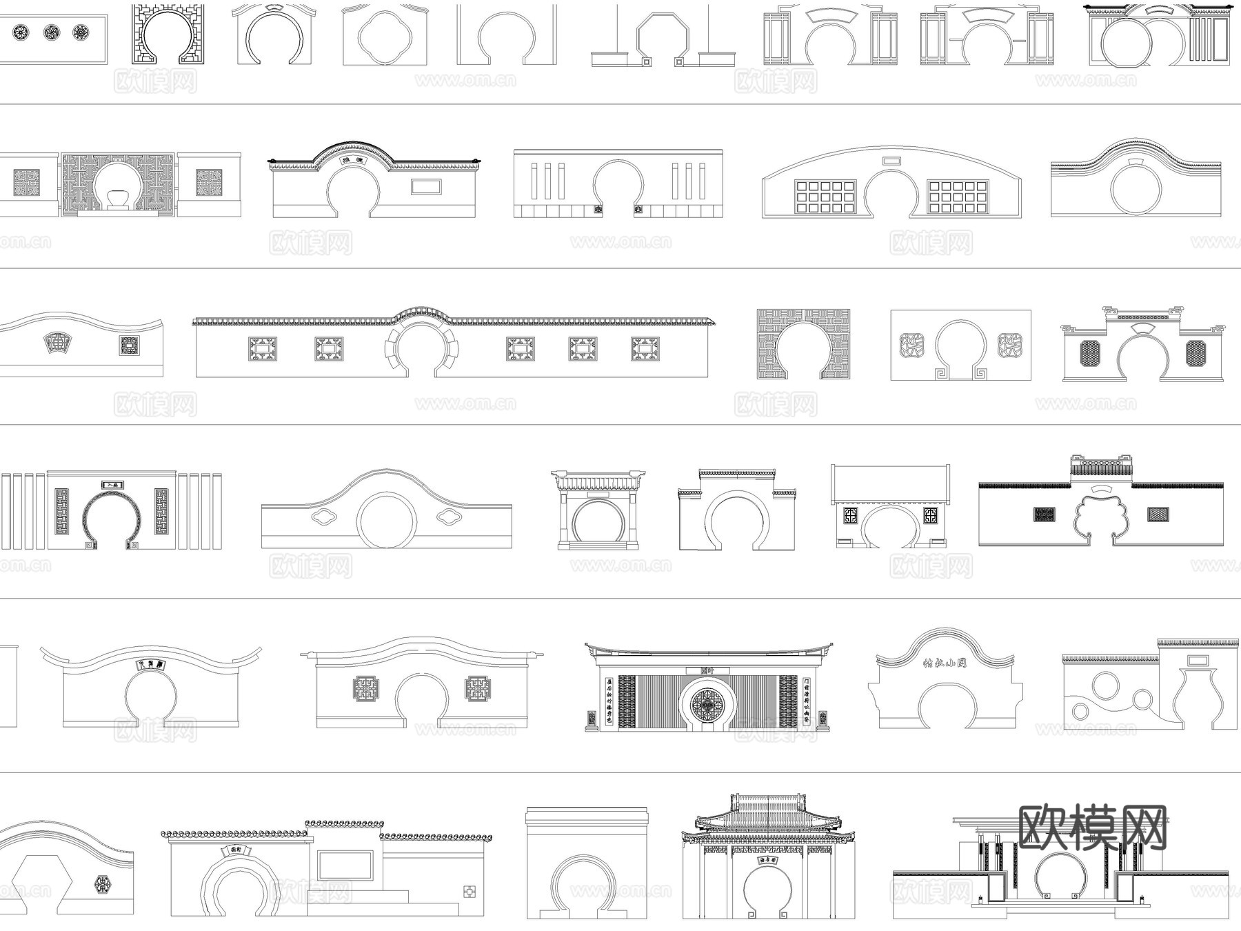 2026年最新月洞门宝瓶门海棠门CAD图库cad施工图