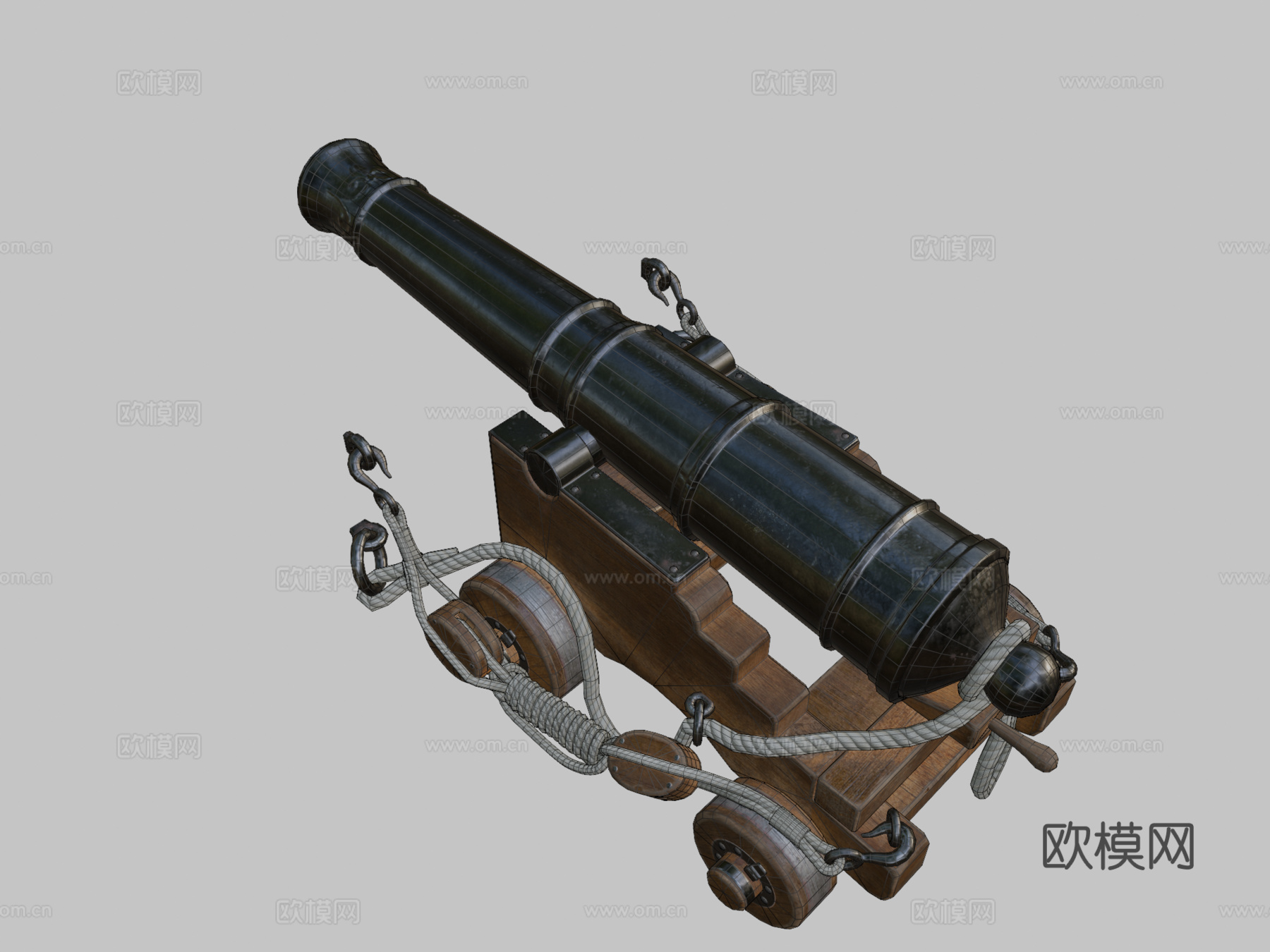 皇家海军加农炮3d模型下载（渲染图2）