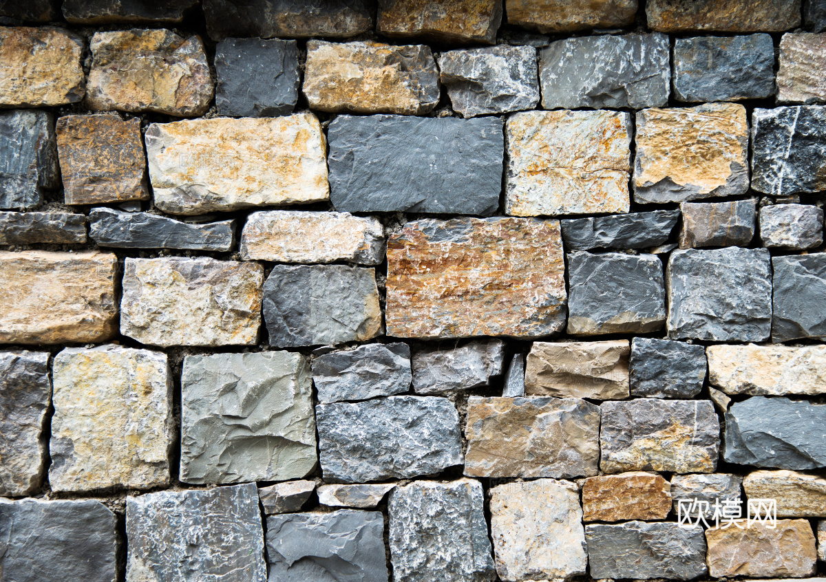 规则矩形形态干垒石，毛石墙面64