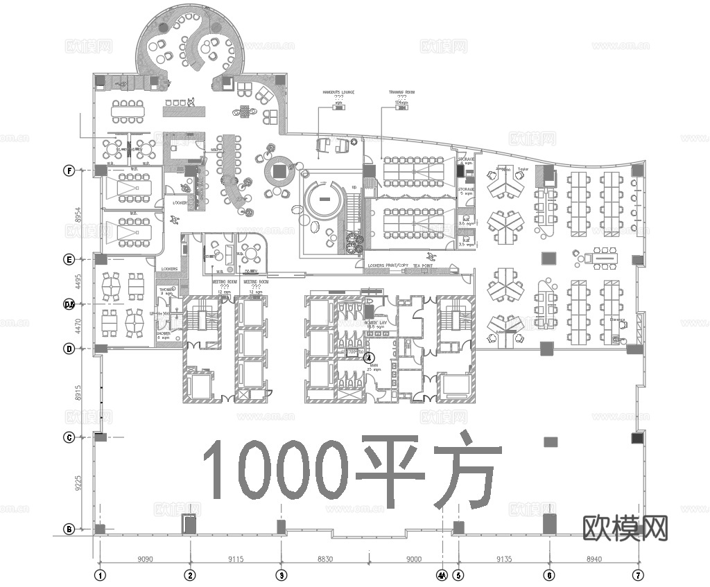 1000平办公室 最新平面施工图合集cad施工图