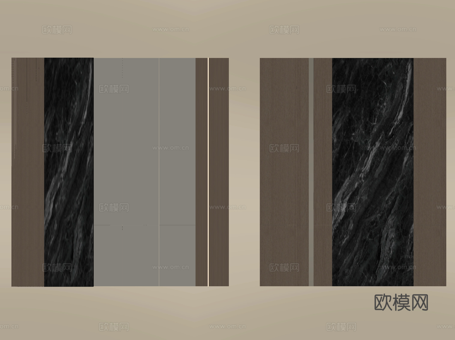 现代别墅背景墙su模型