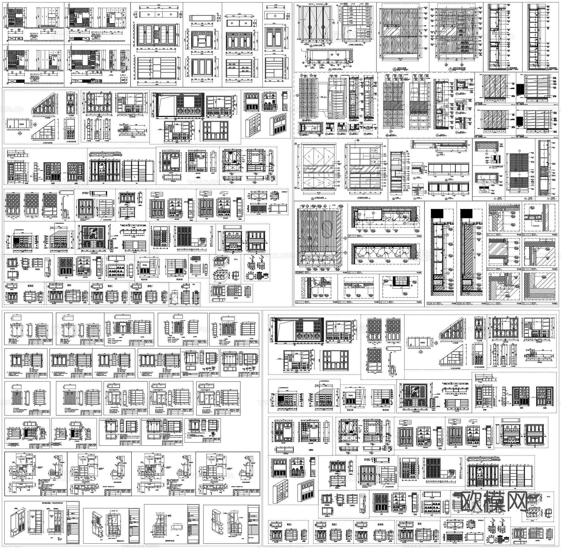 鞋柜玄关柜家具边柜衣柜装饰柜餐边柜剖面详图节点素材CAD图库cad施工图