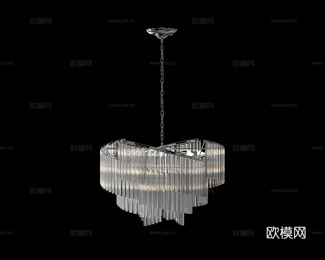 Cloyd 奢华水晶吊灯3d模型下载（渲染图1）