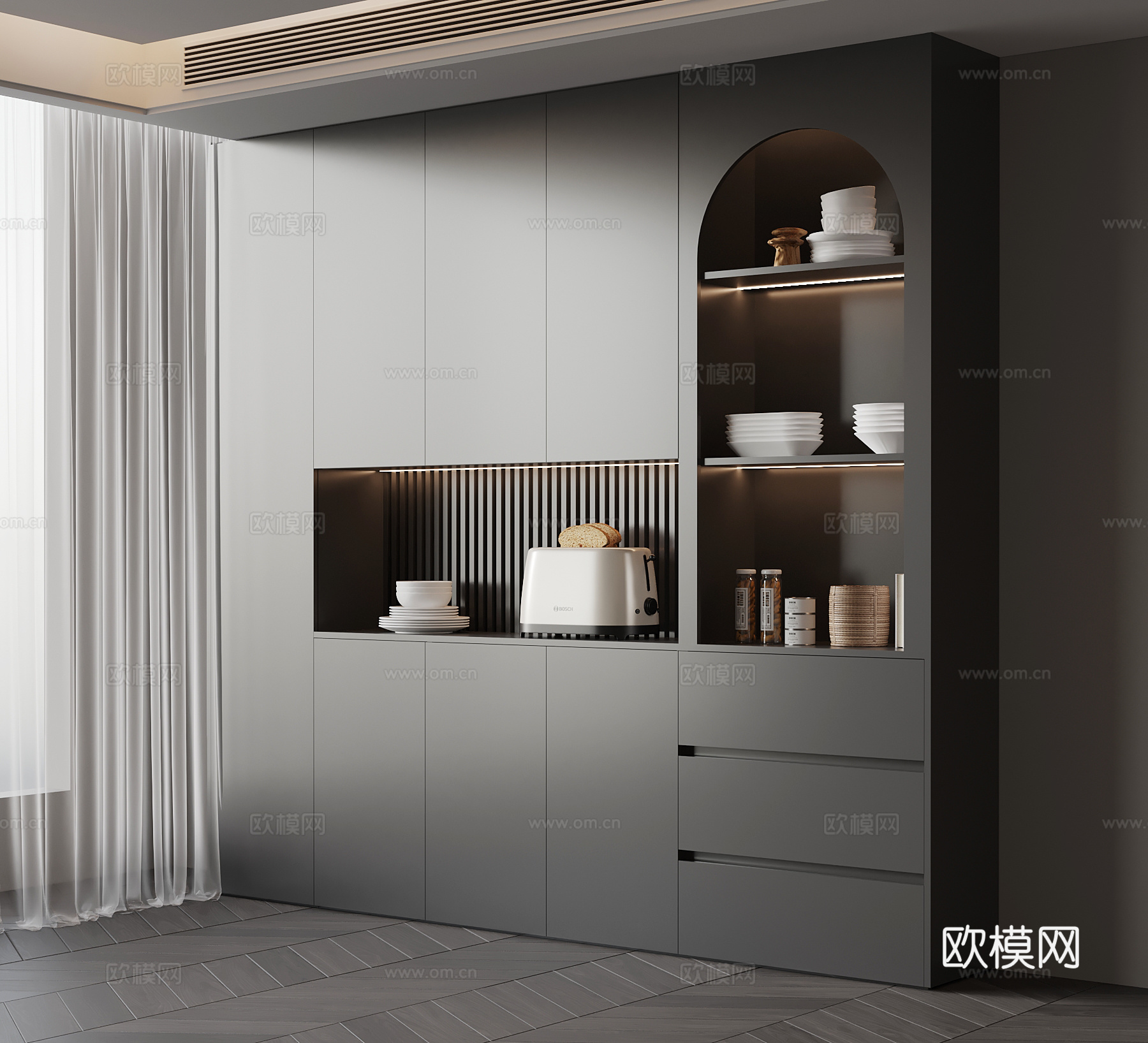 现代餐边柜su模型