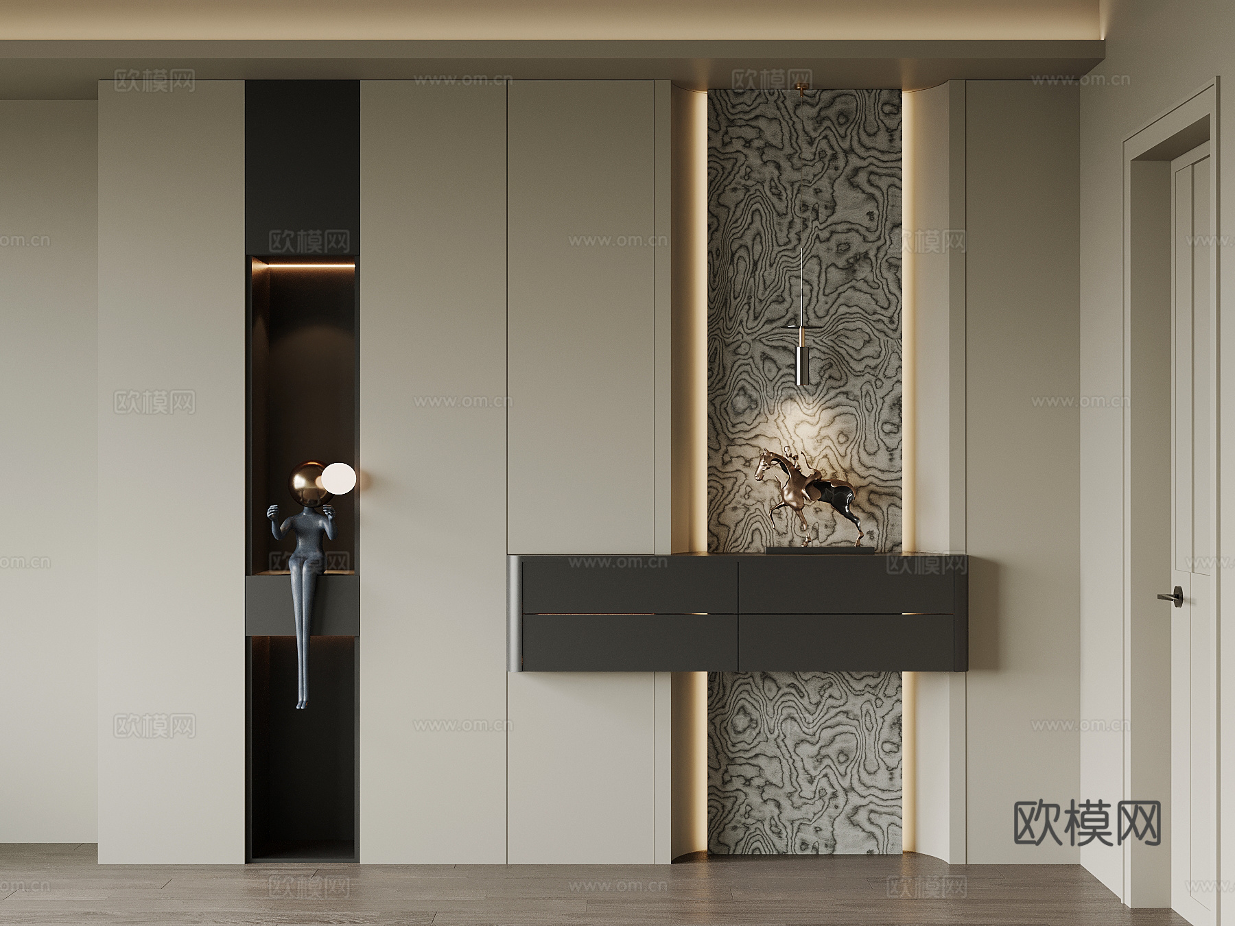 现代玄关 鞋柜su模型