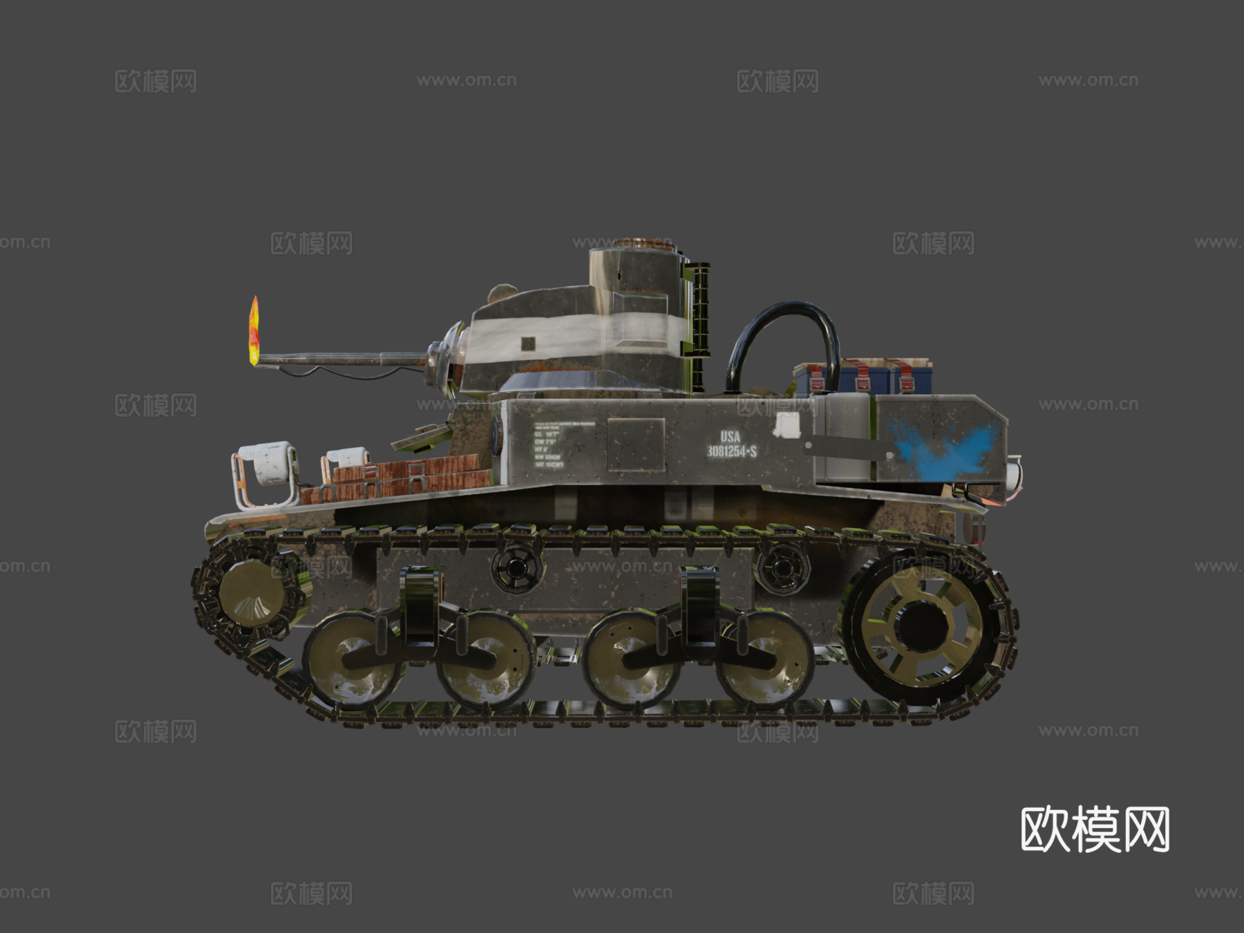 斯图亚特M1坦克3d模型下载（渲染图7）