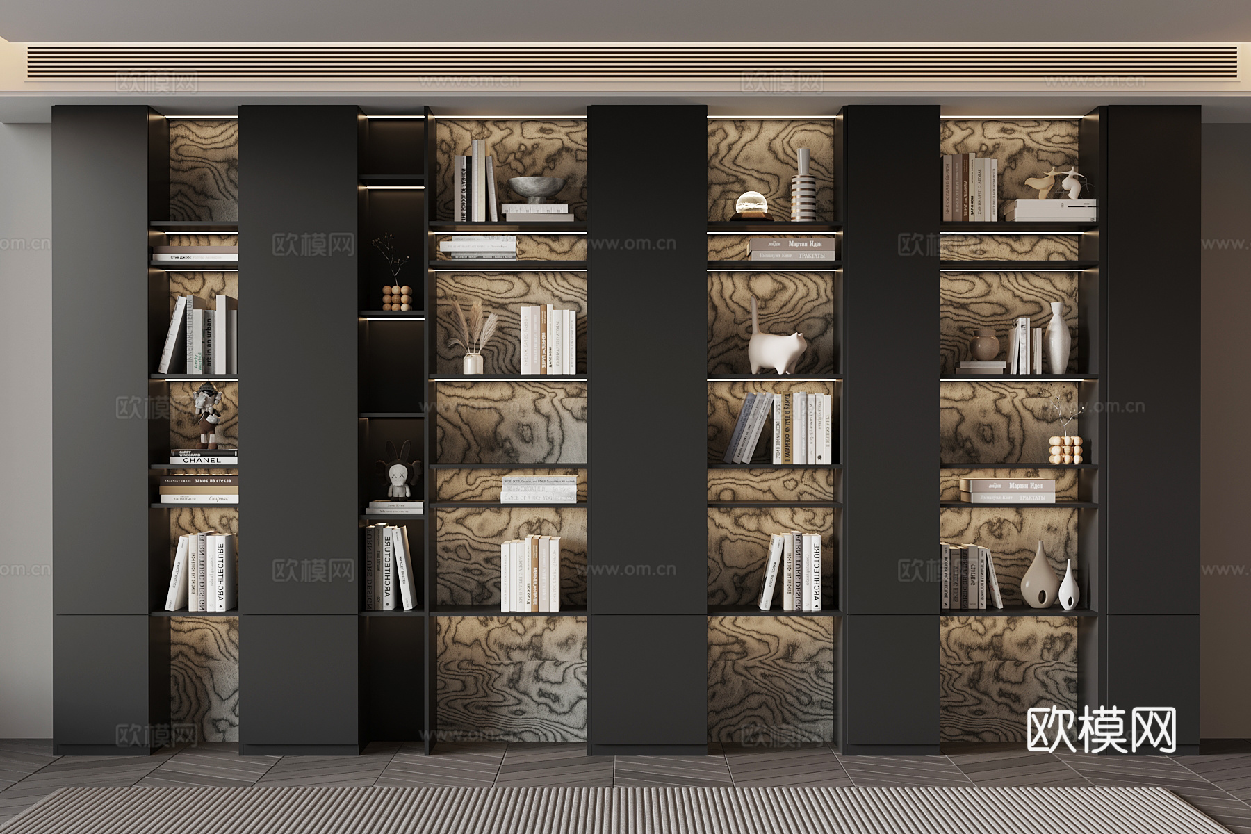 现代意式书柜 置物柜su模型