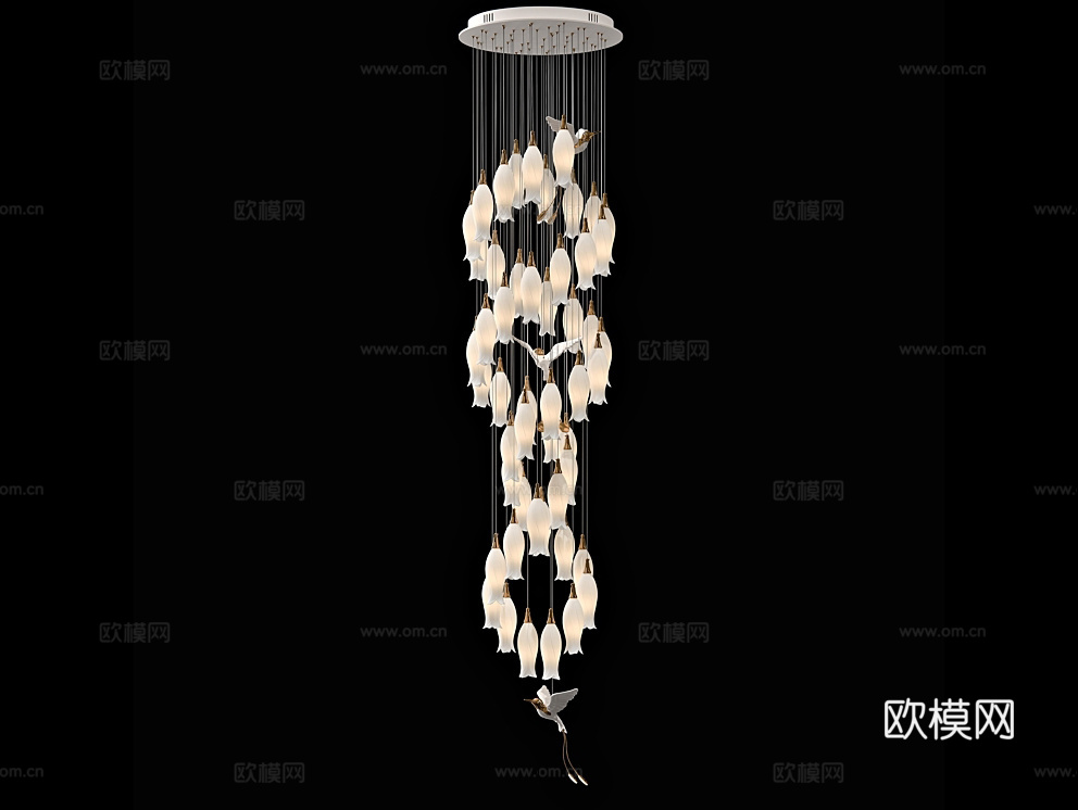 Cloyd 吸顶灯 花朵吊灯3d模型下载（渲染图2）