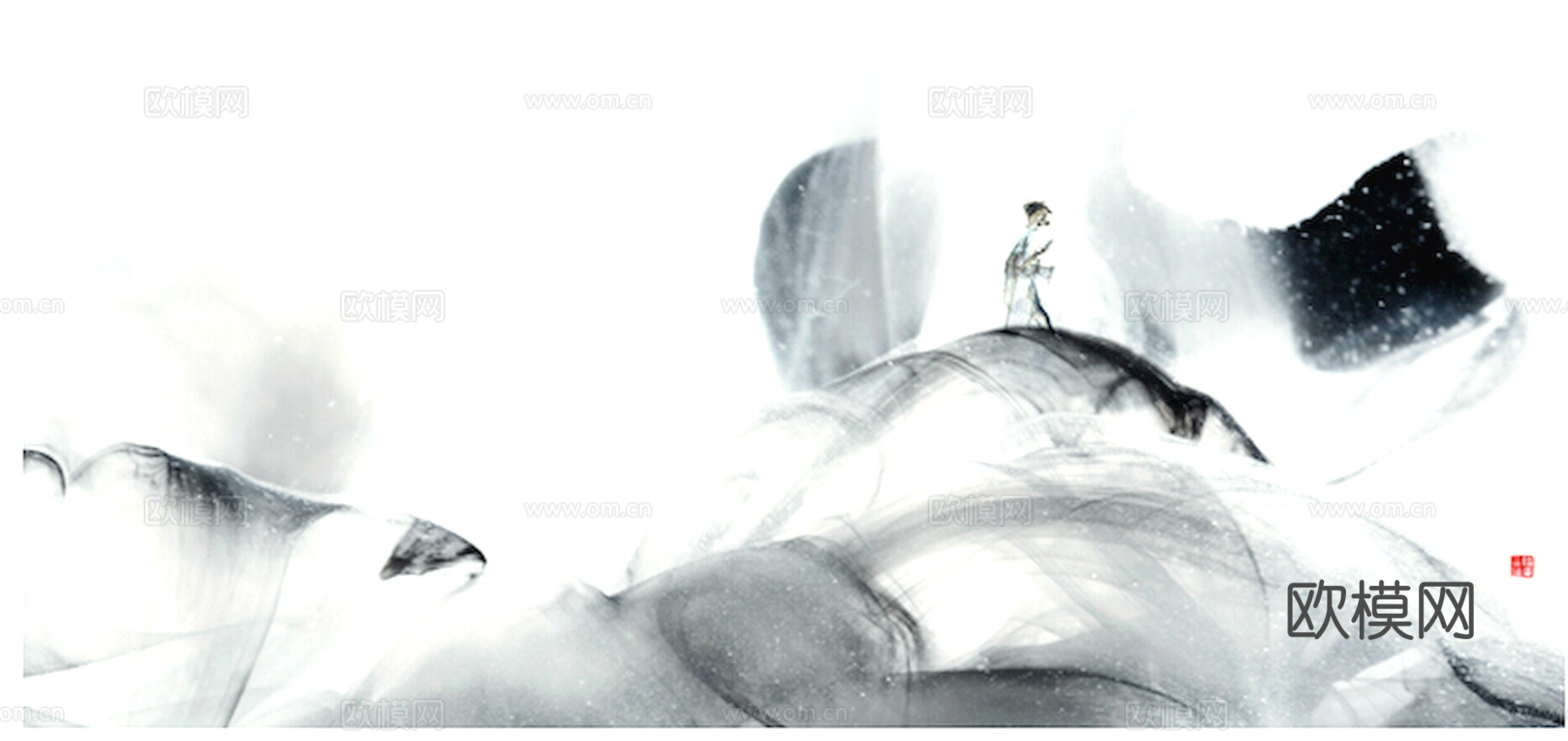 中式新中式挂画壁画水墨字画山水花鸟背景墙壁纸装饰画抽象画油画下载