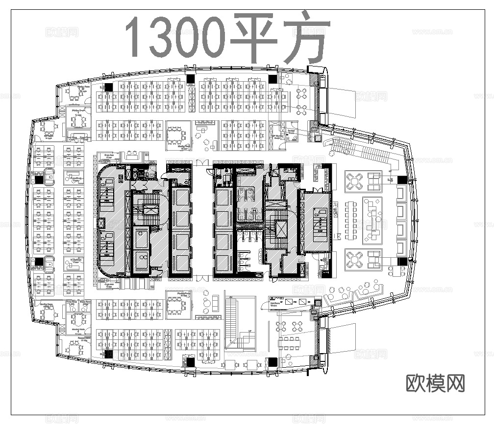 1300平办公室 最新平面施工图合集cad施工图