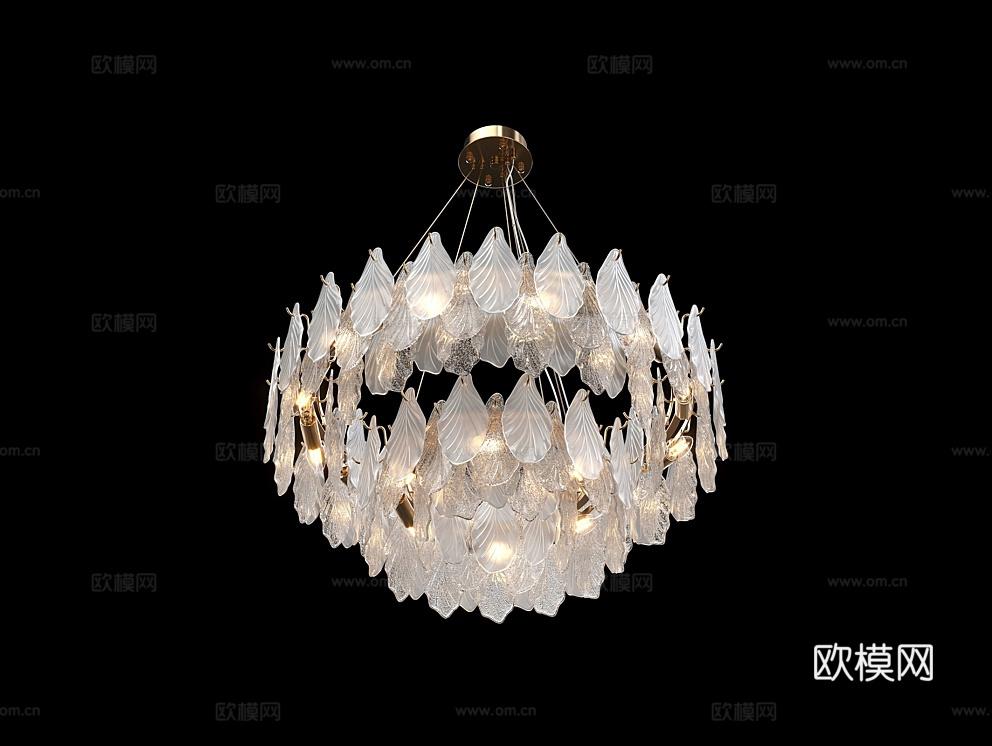 Cloyd 轻奢叶子吊灯3d模型下载（渲染图1）