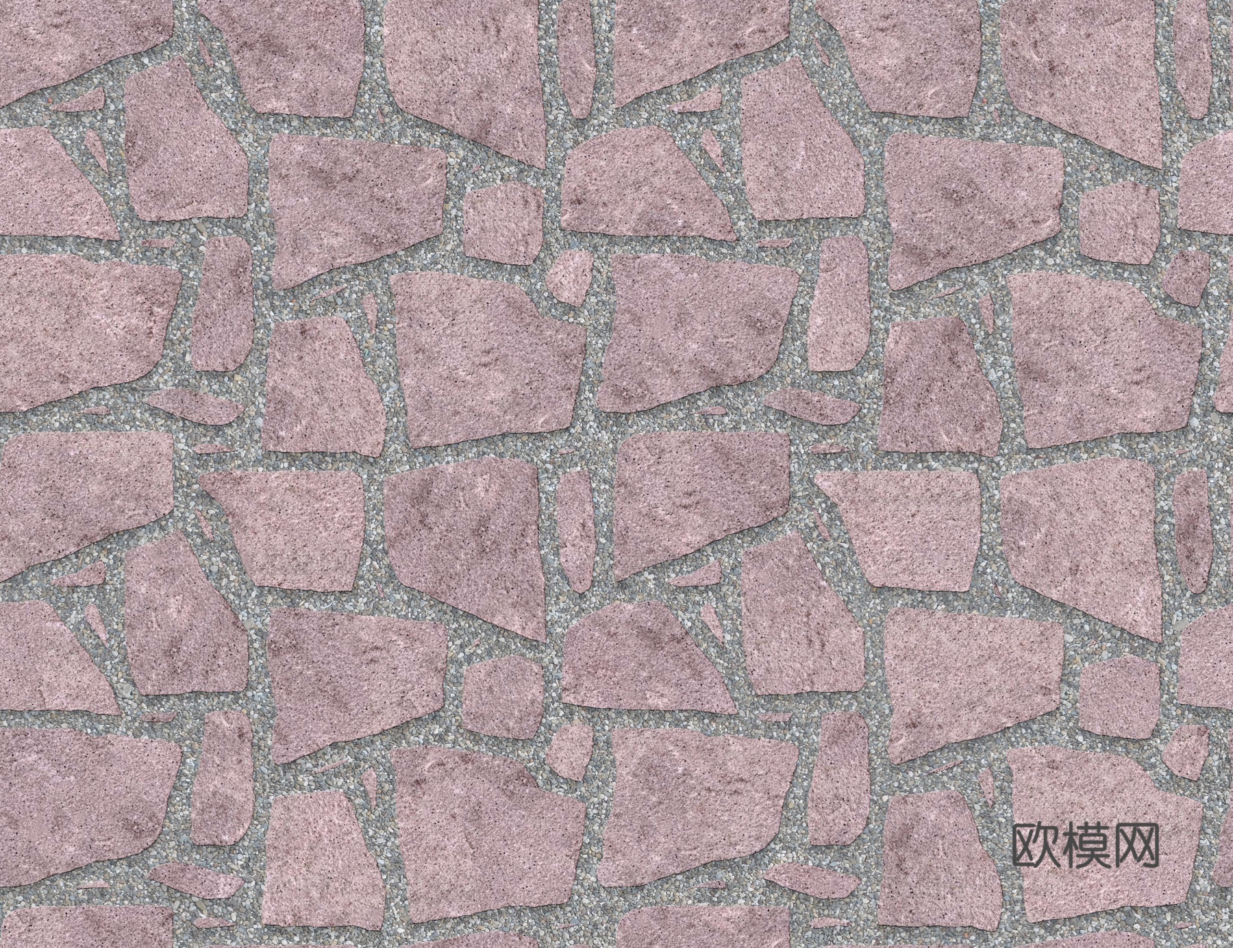 红色砂岩石材铺地-多边形石材铺地-石材嵌鹅卵石铺地13