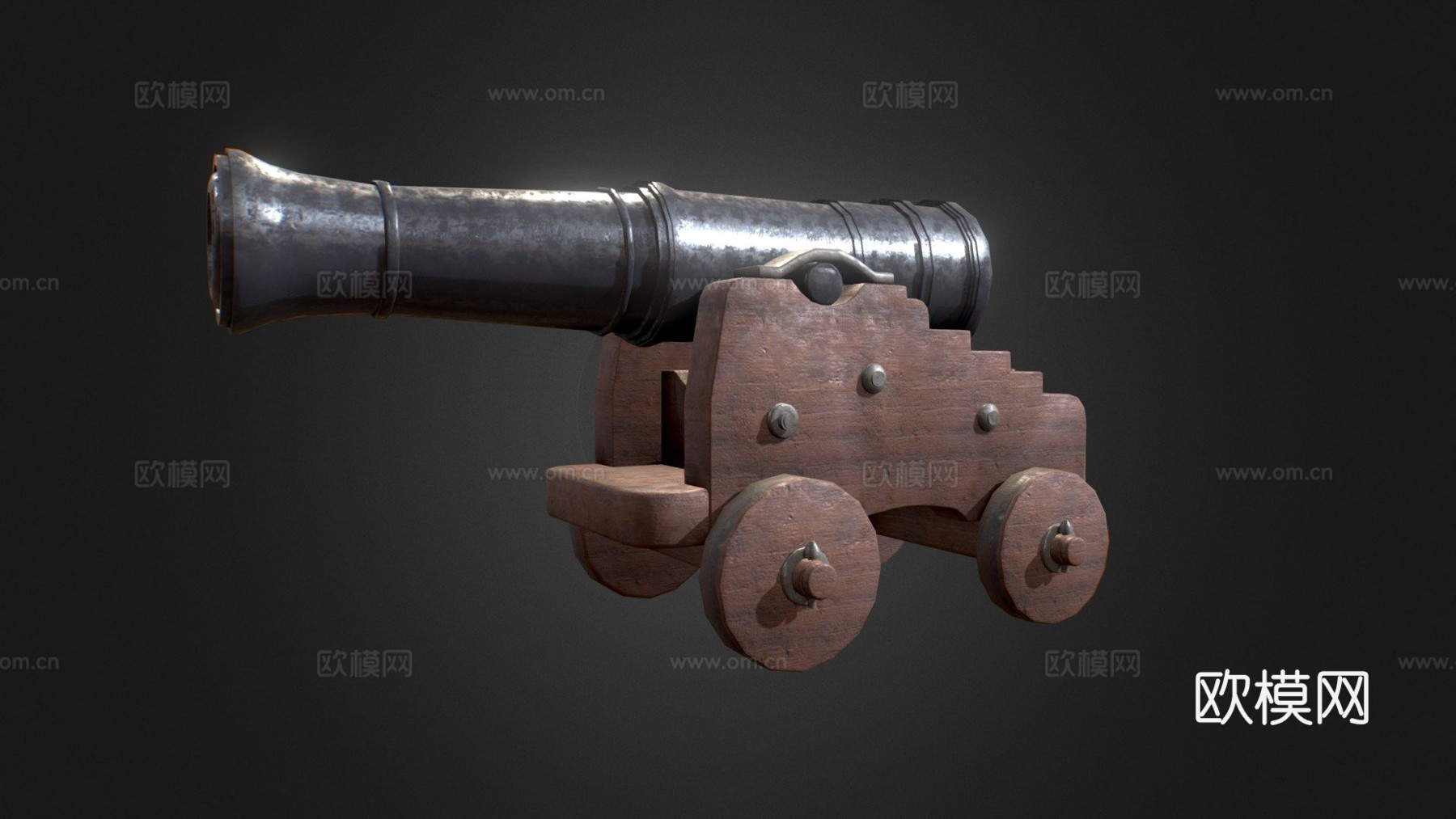 简易加农炮3d模型下载（渲染图1）