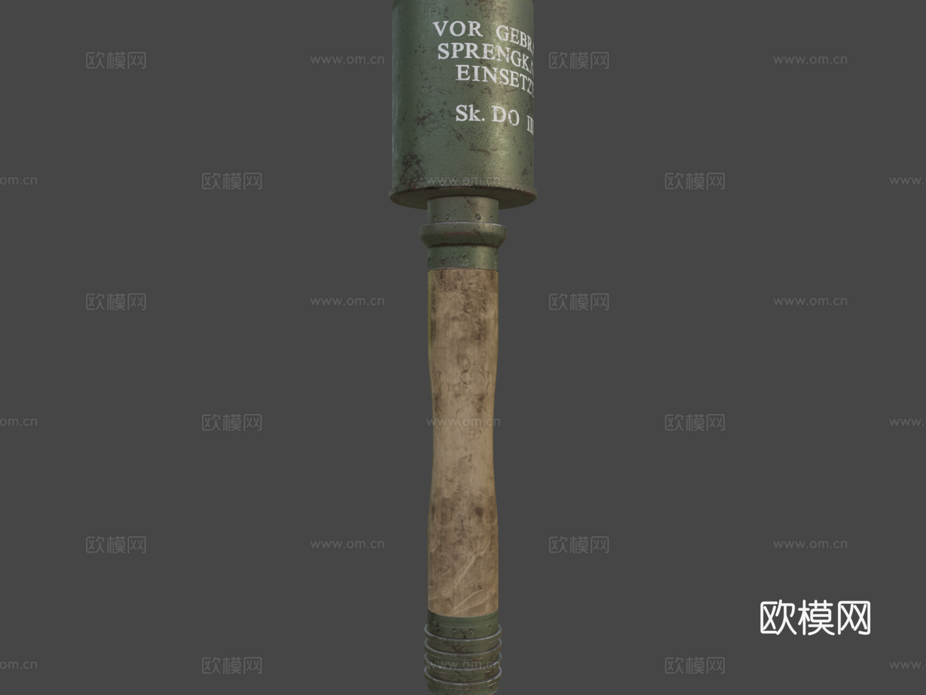 木柄手榴弹3d模型下载（渲染图5）