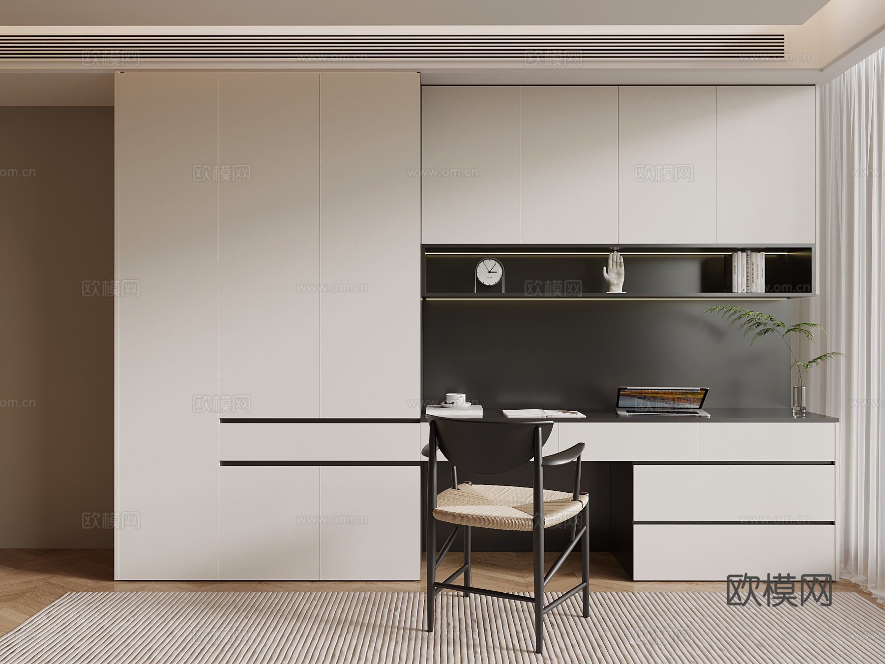 现代衣柜 书桌柜su模型