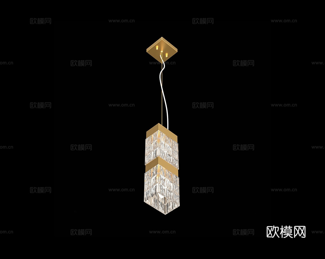 Cloyd 轻奢方块吊灯3d模型下载（渲染图3）
