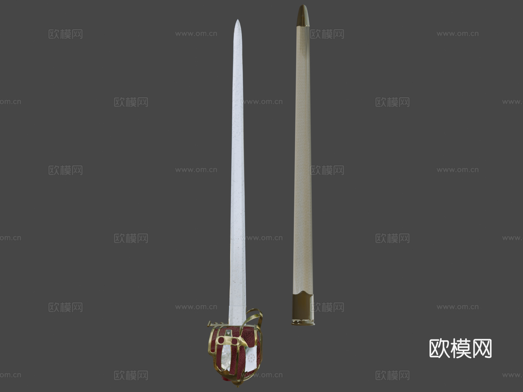 苏格兰阔剑3d模型下载（渲染图8）