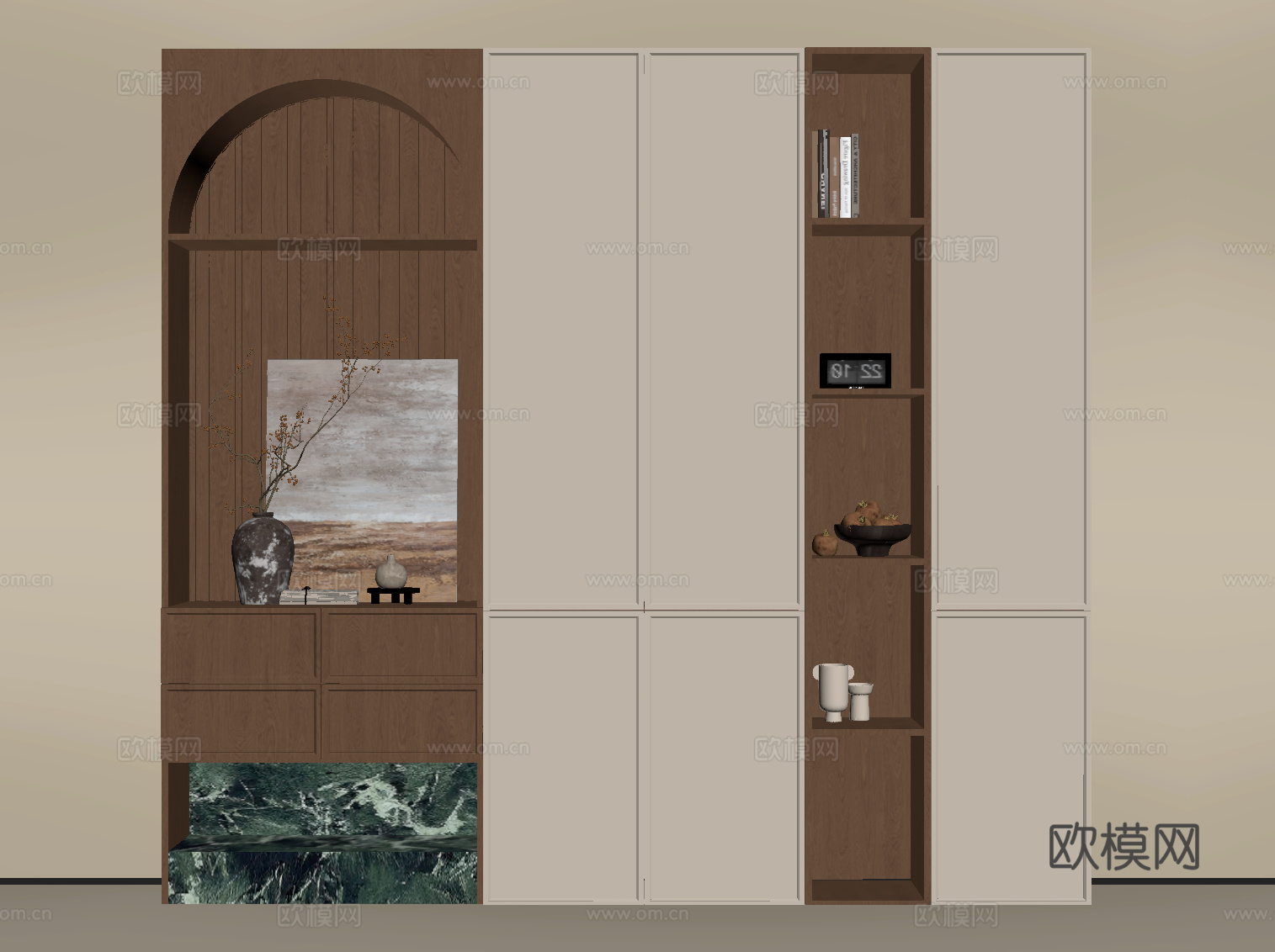 中古风玄关柜 鞋柜su模型