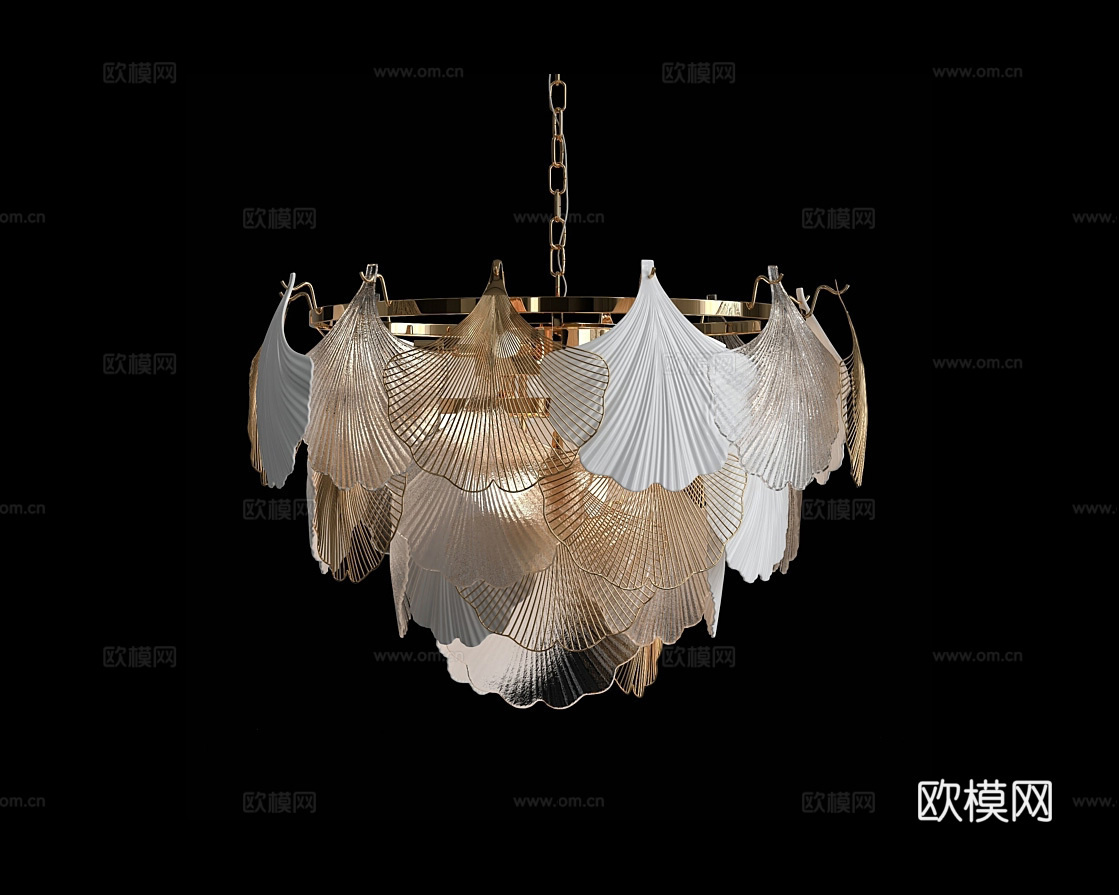 Cloyd 轻奢叶子吊灯3d模型下载（渲染图2）