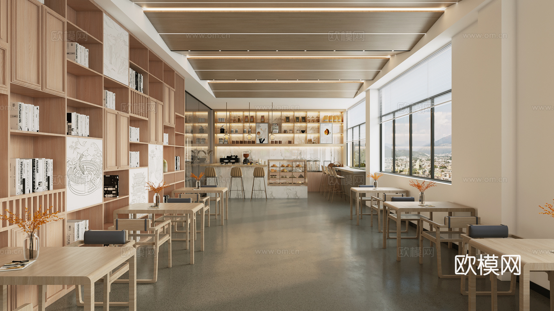 茶水间 休息区 休闲桌椅 咖啡厅3D模型3d模型下载（渲染图1）