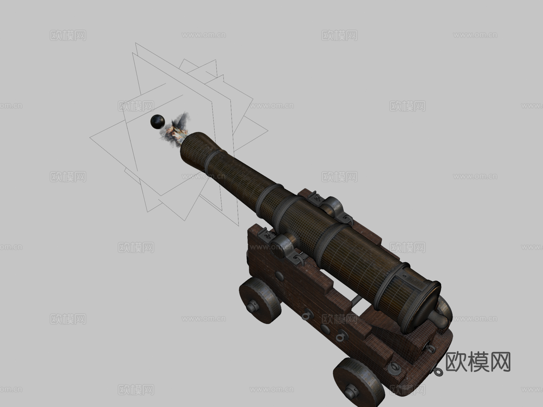 舰炮3d模型下载（渲染图2）