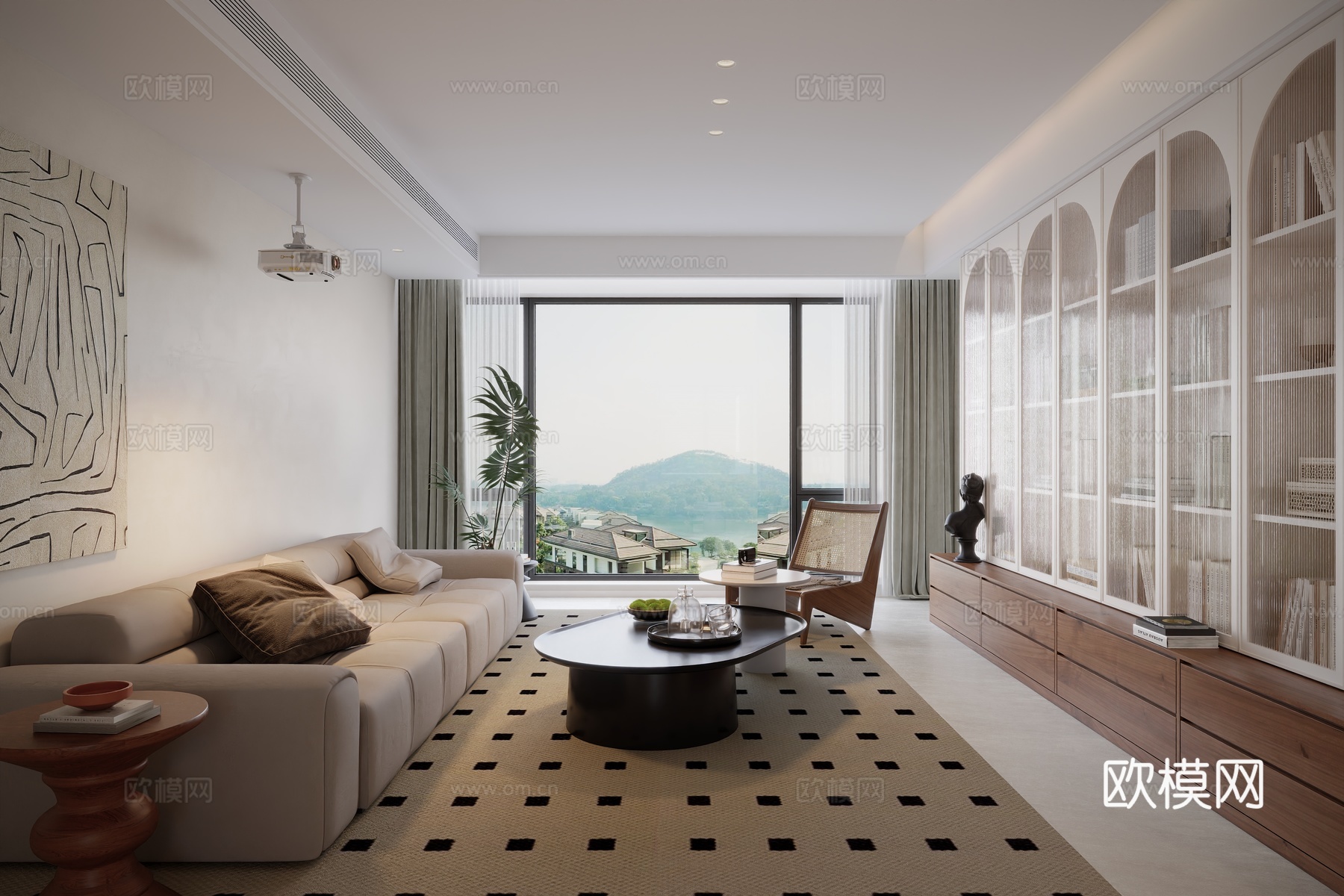 现代原木客餐厅su模型