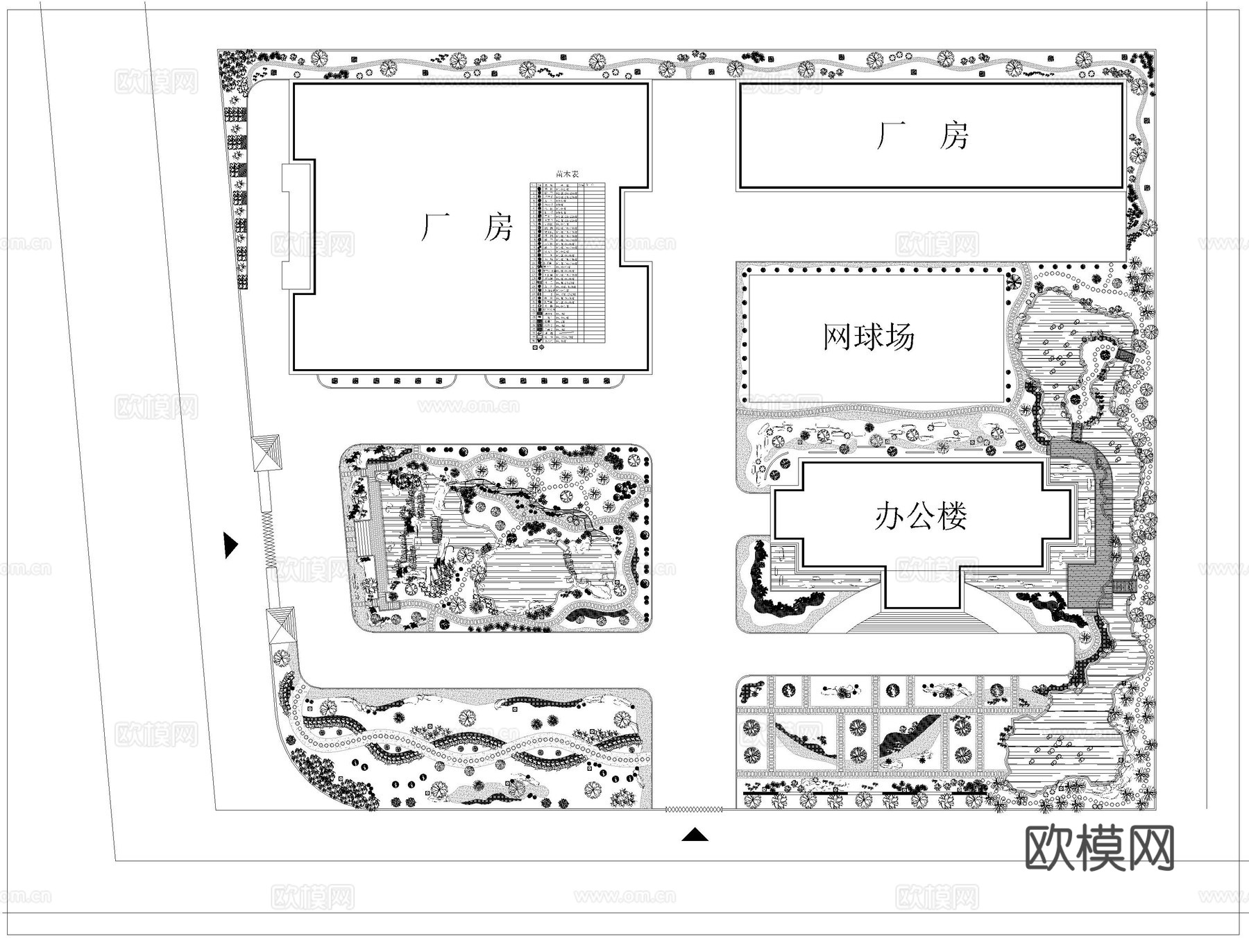 厂区绿化景观cad平面cad施工图