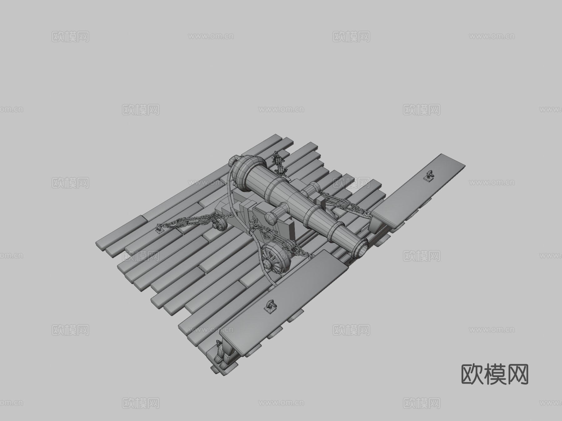 旧海军炮3d模型下载（渲染图3）