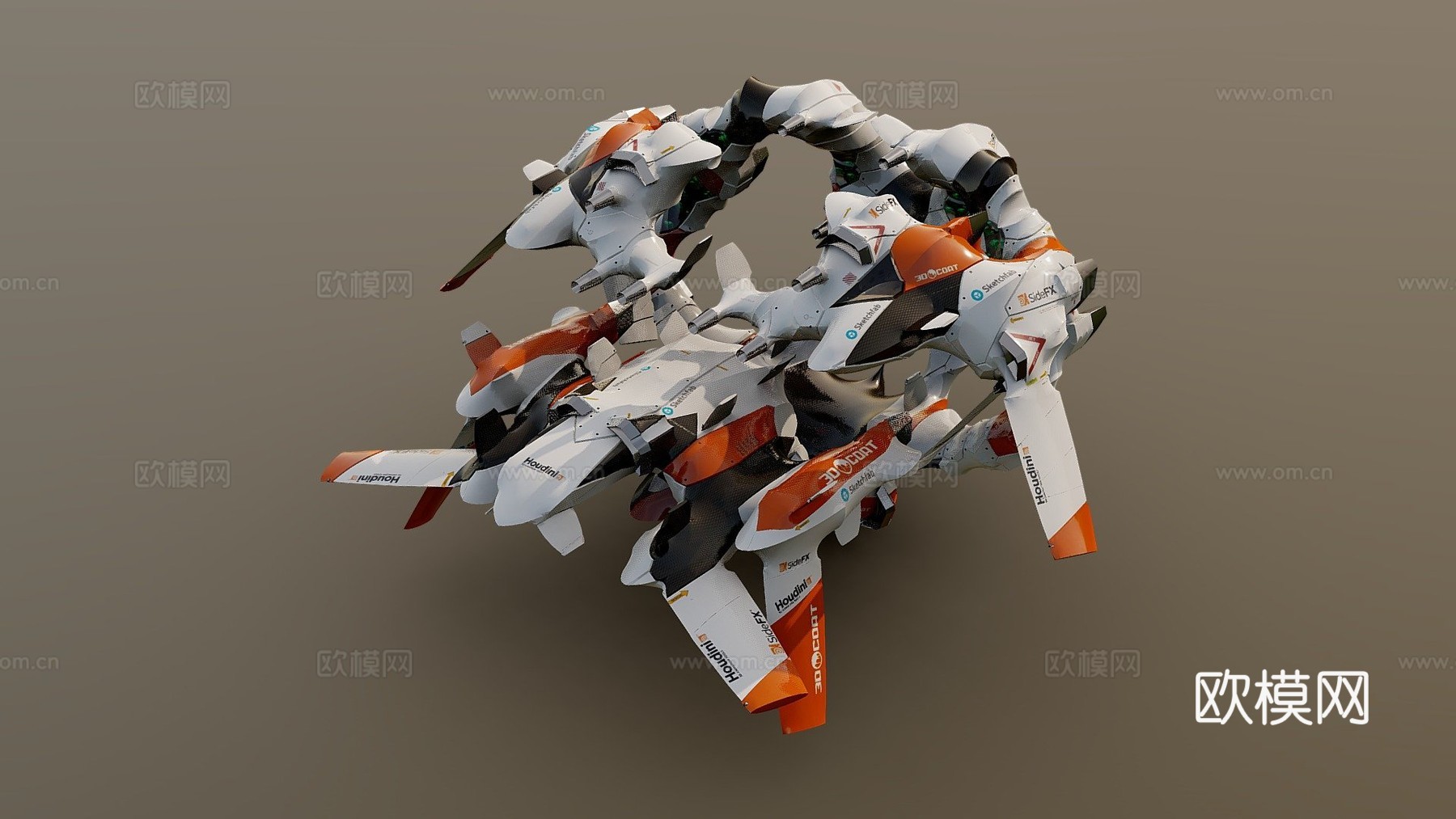 程序化硬表面建模测试9.72浅井13d模型下载（渲染图1）