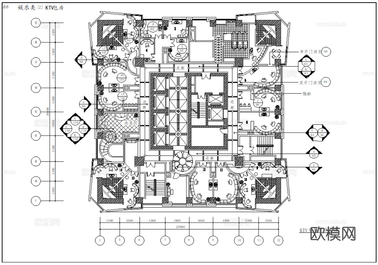 11套KTV娱乐空间室内CAD施工图最新整理合集cad施工图