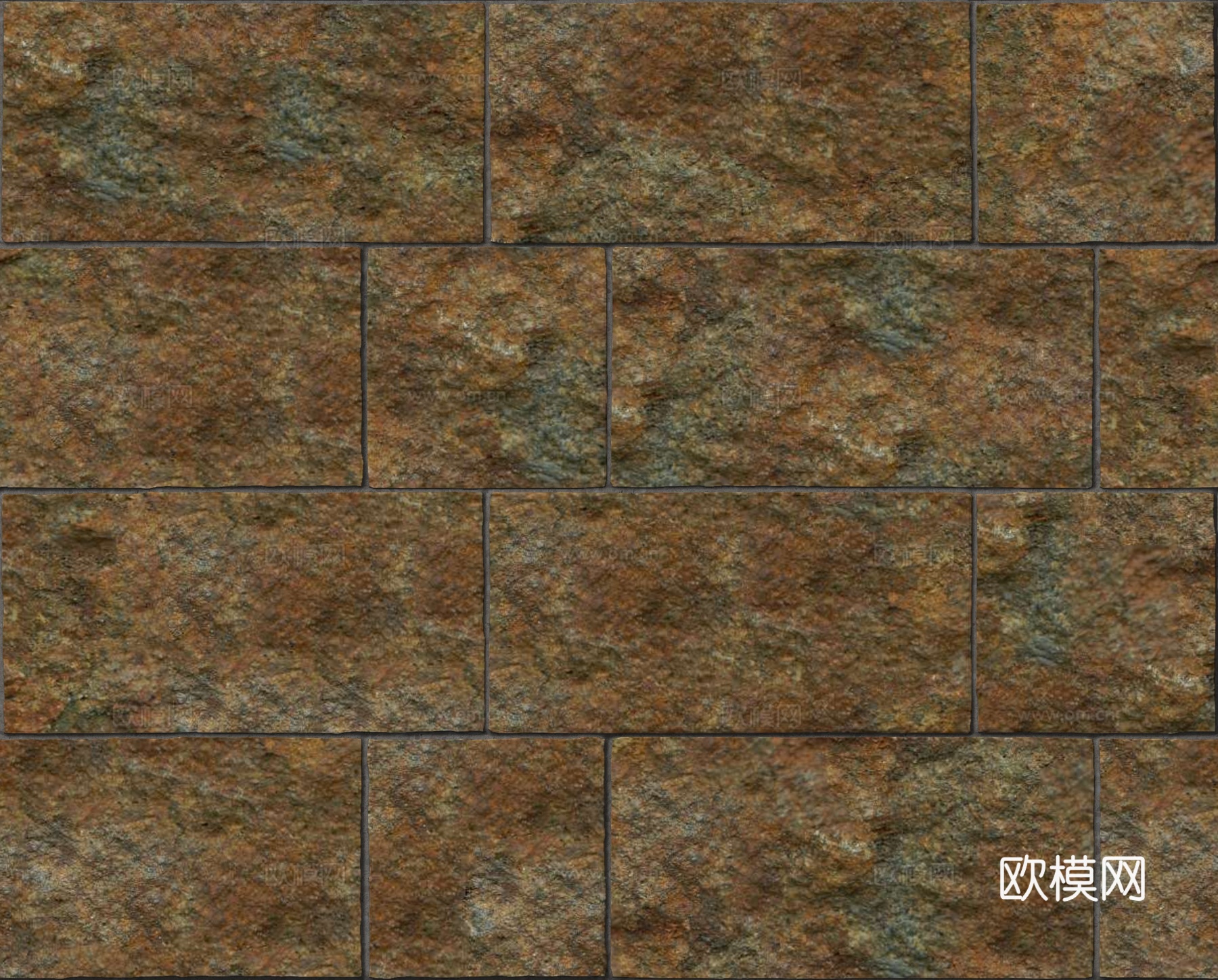 暗红色红色砂岩石板-宽窄间隔错缝25