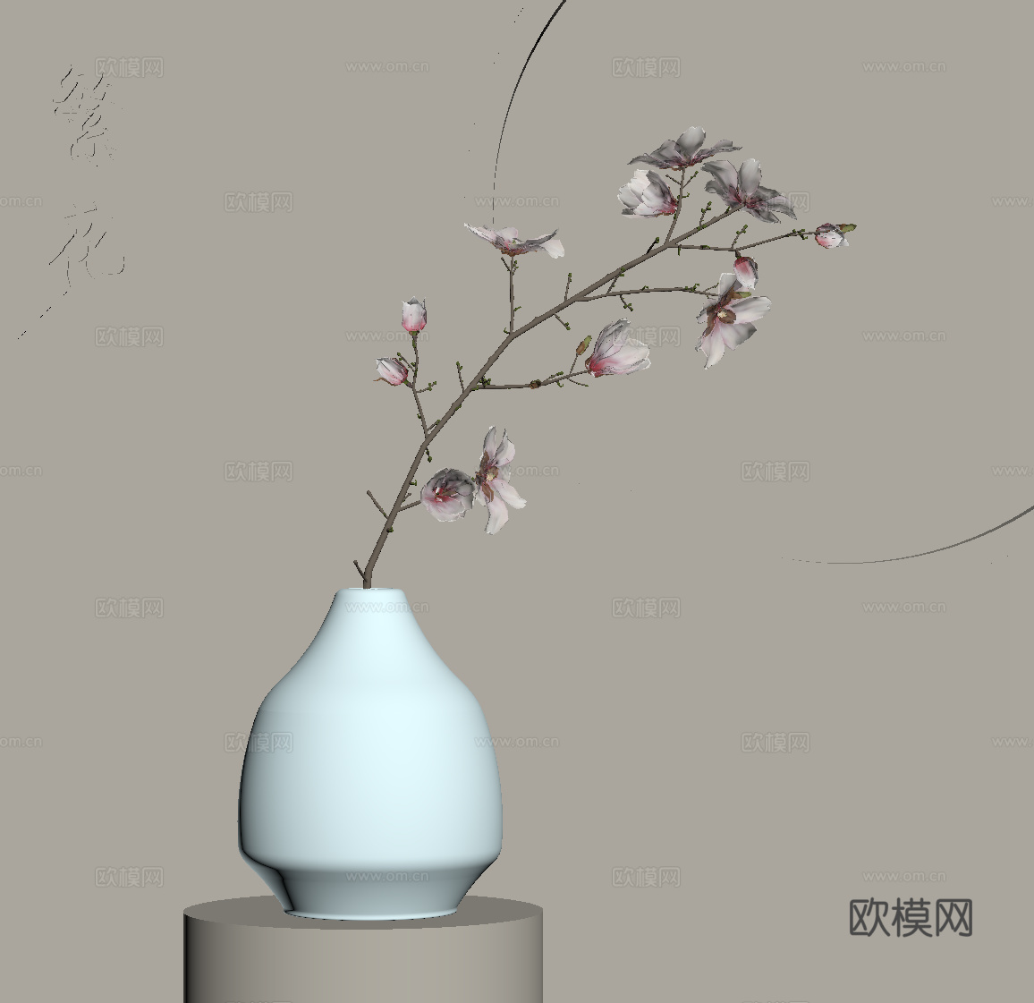 新中式花瓶 摆件su模型