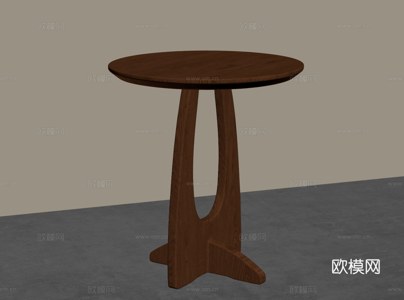 复古中古边几 实木圆形边几 小茶几su模型
