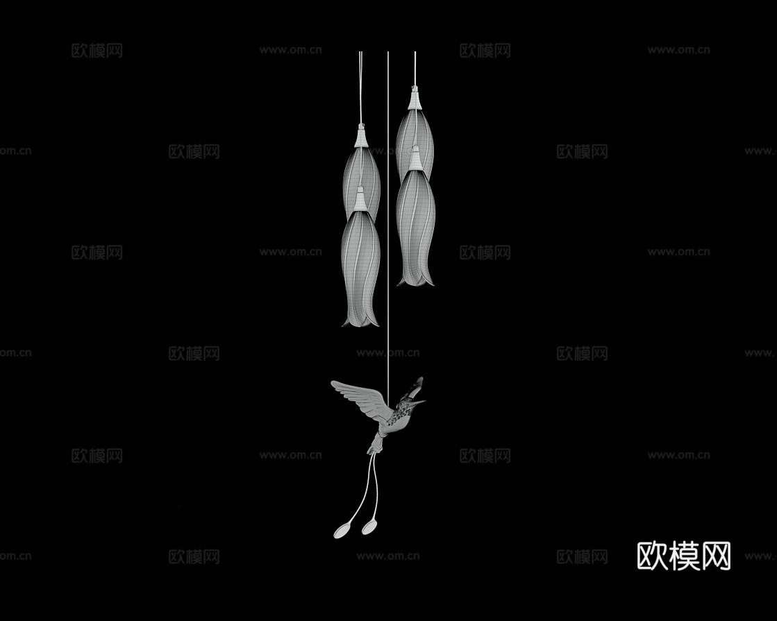 Cloyd 小鸟吊灯3d模型下载（渲染图3）